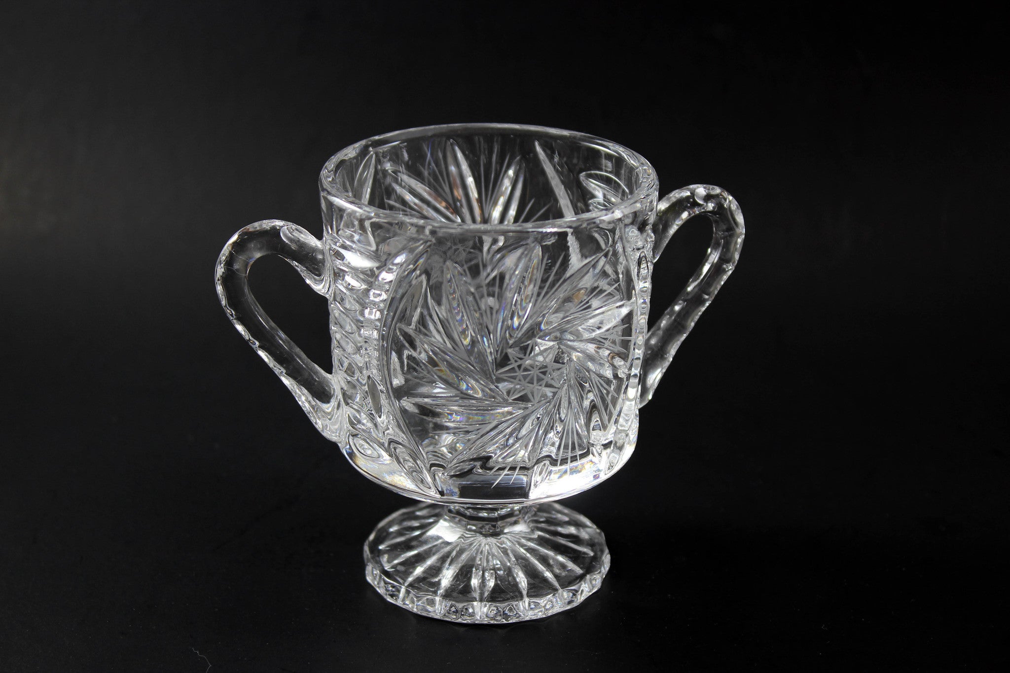 Pinwheel Crystal Large Cream, Sugar and Tray