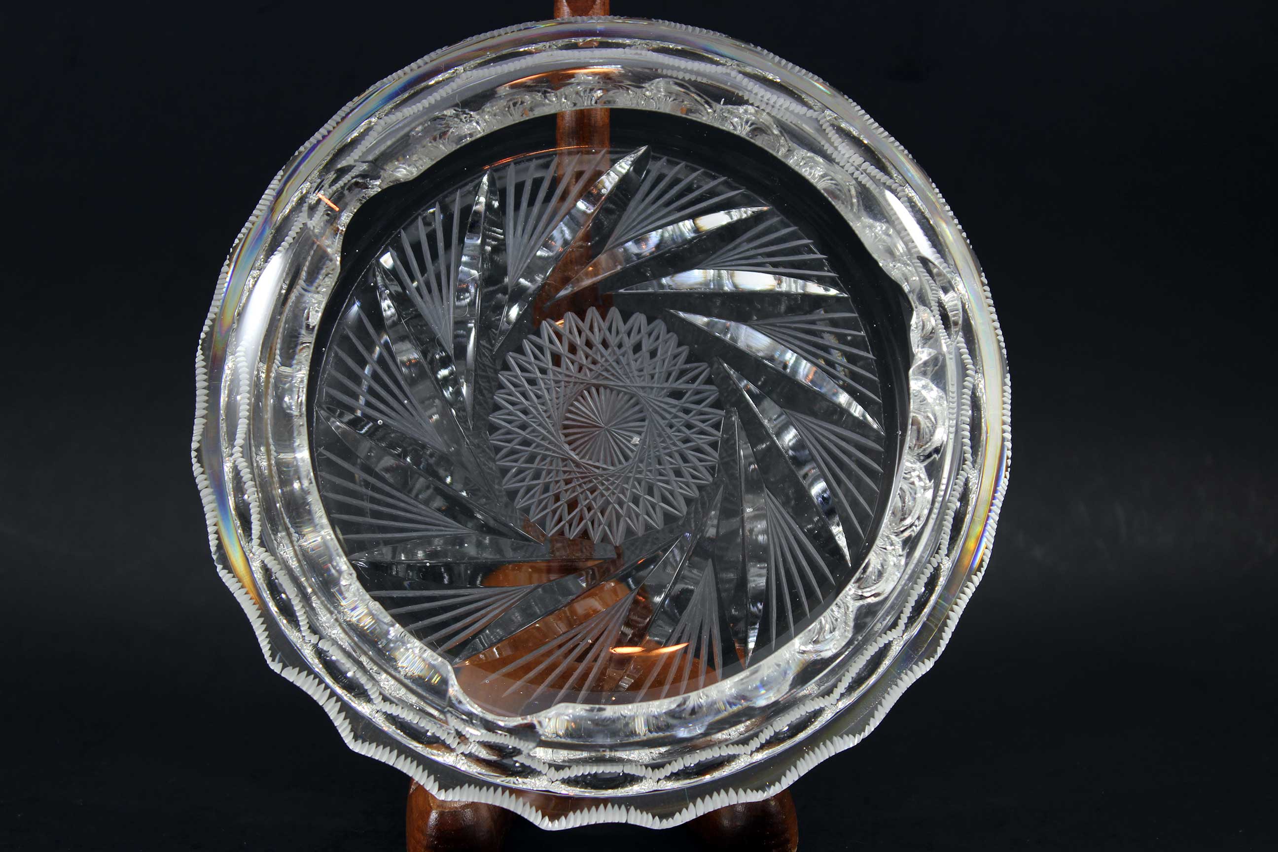Pinwheel crystal ashtray