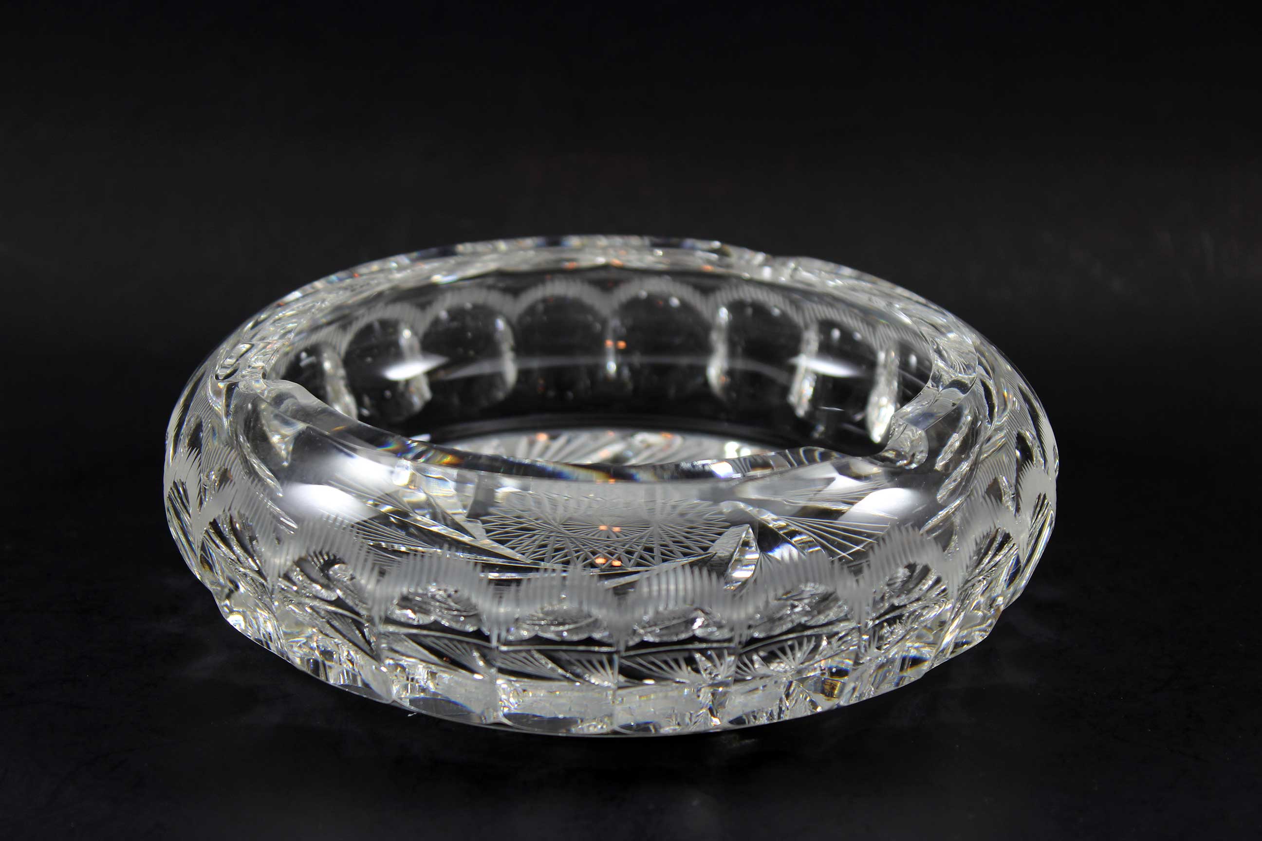 Pinwheel crystal ashtray