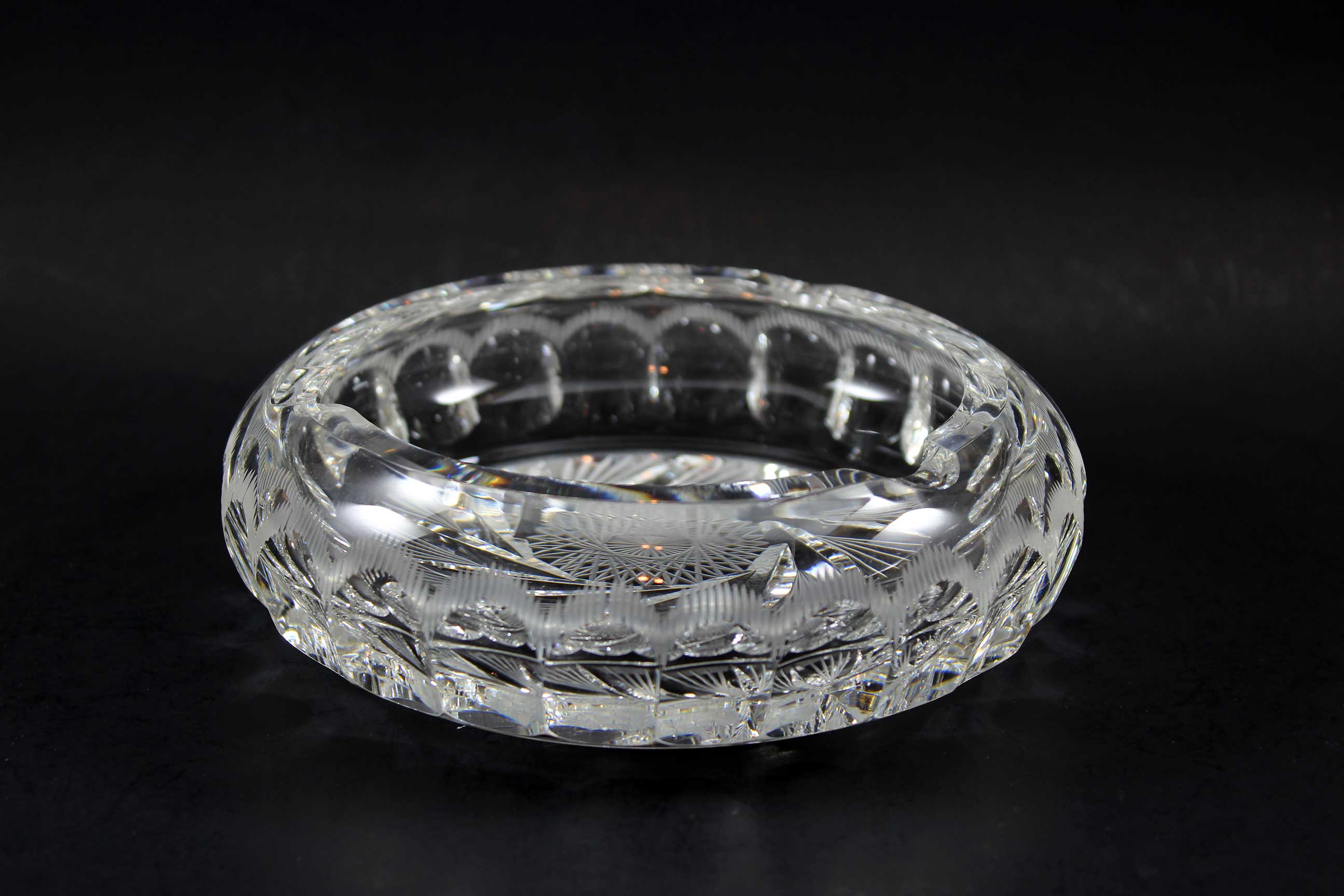 Pinwheel crystal ashtray