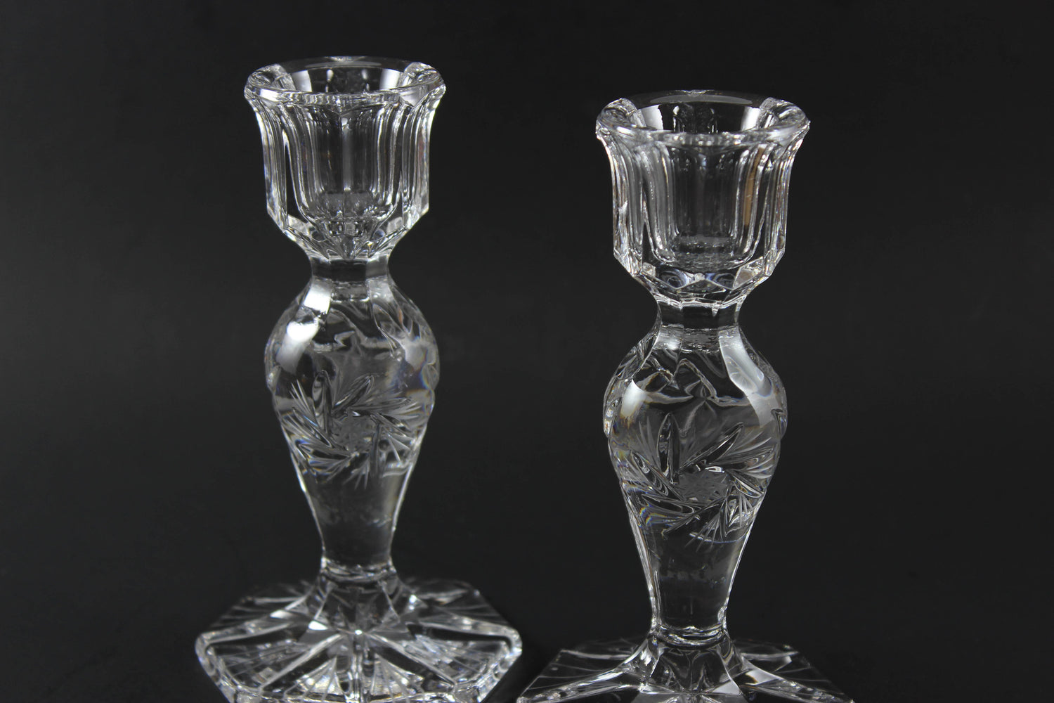 Czech Bohemia Pinwheel Crystal-Candlesticks