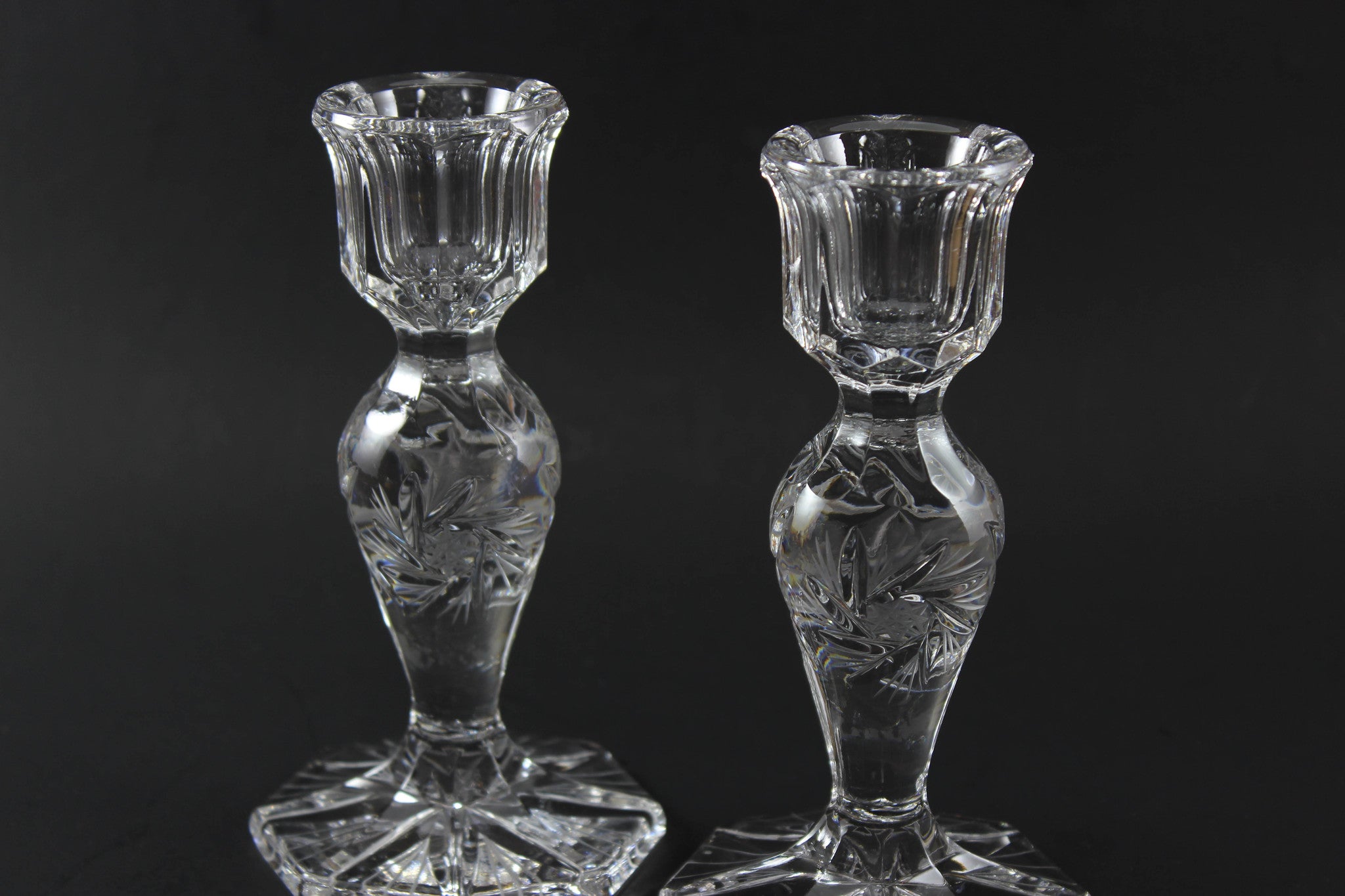 Czech Bohemia Pinwheel Crystal-Candlesticks