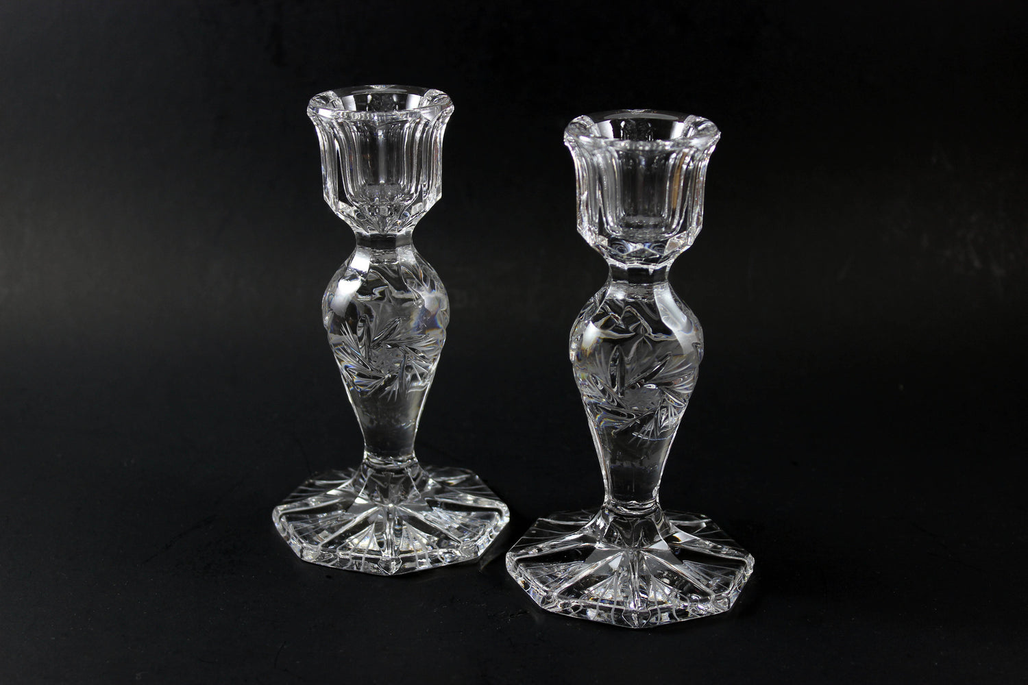 Czech Bohemia Pinwheel Crystal-Candlesticks