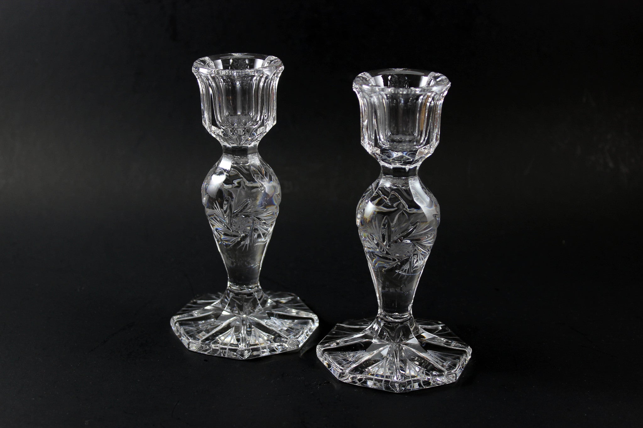 Czech Bohemia Pinwheel Crystal-Candlesticks