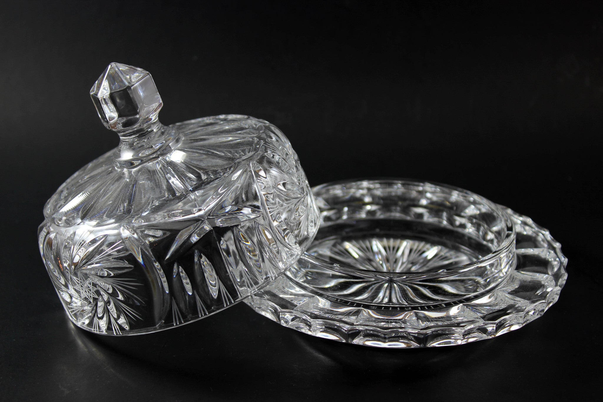 Pinwheel Crystal Large Covered Butter Dish
