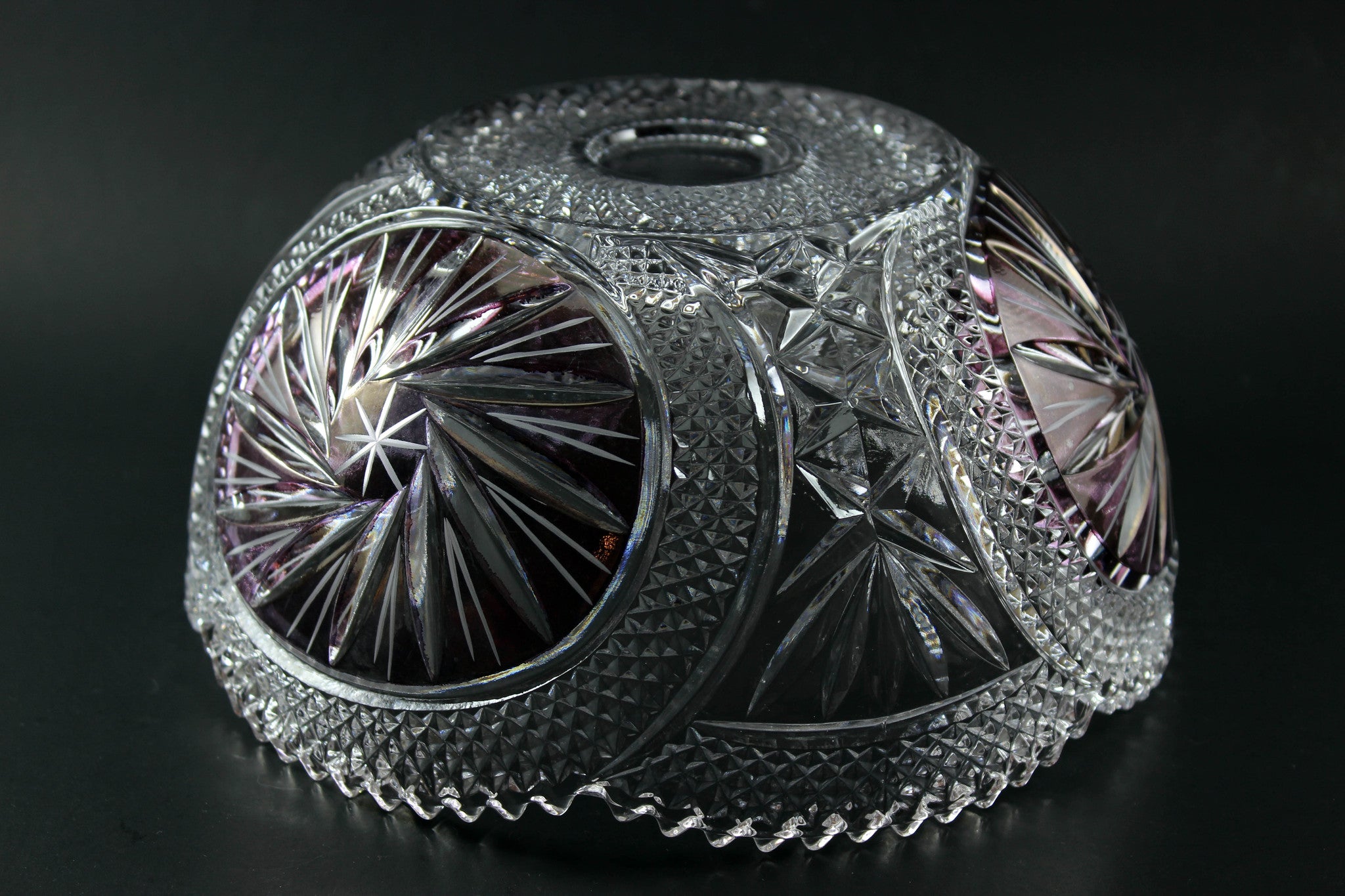Pinwheel Crystal Large Bowl with Burgundy Accents