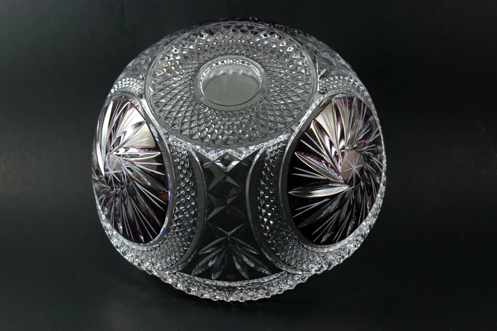 Pinwheel Crystal Large Bowl with Burgundy Accents