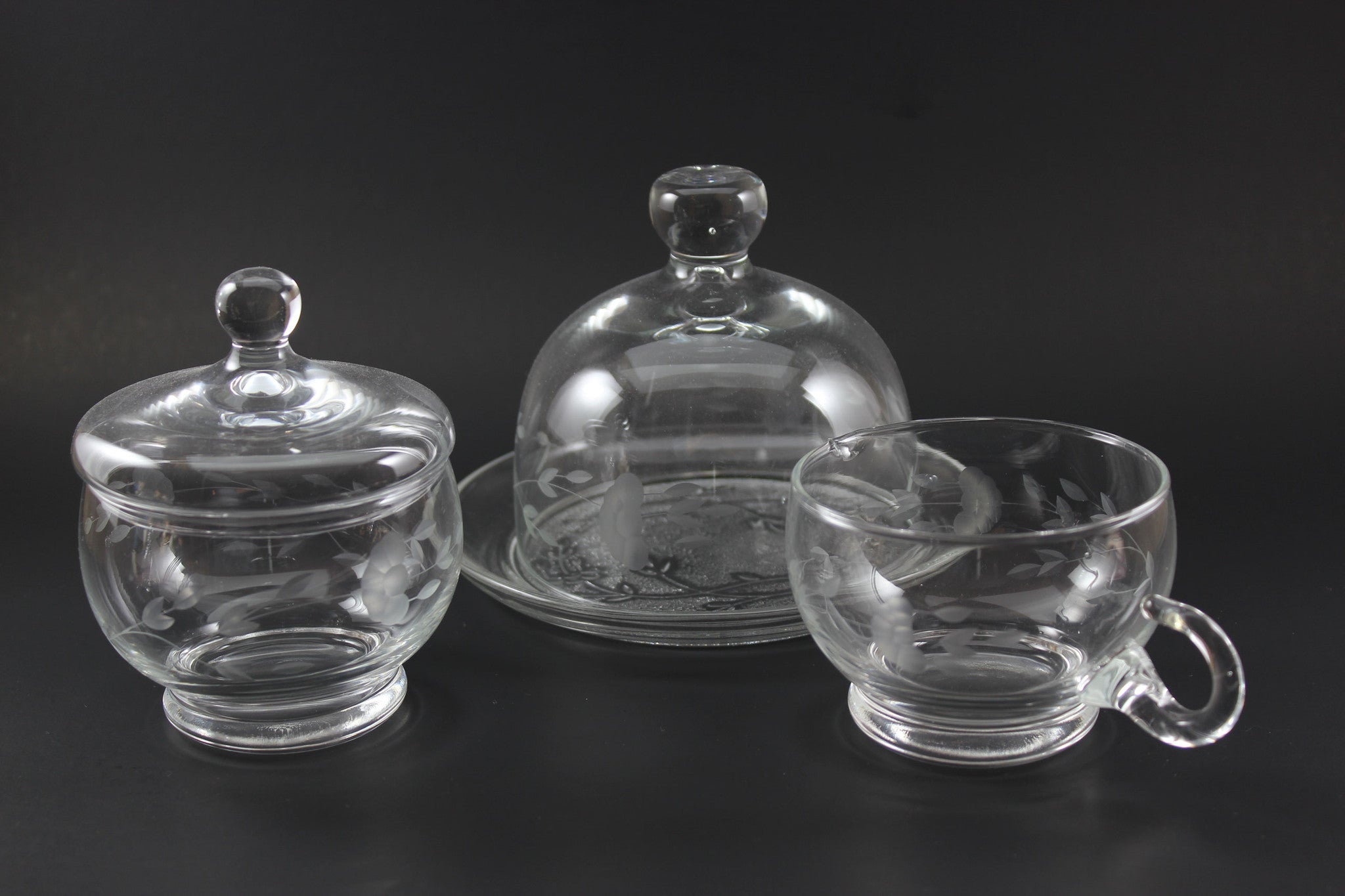 Princess House - Cream, Sugar and Covered Butter Dish