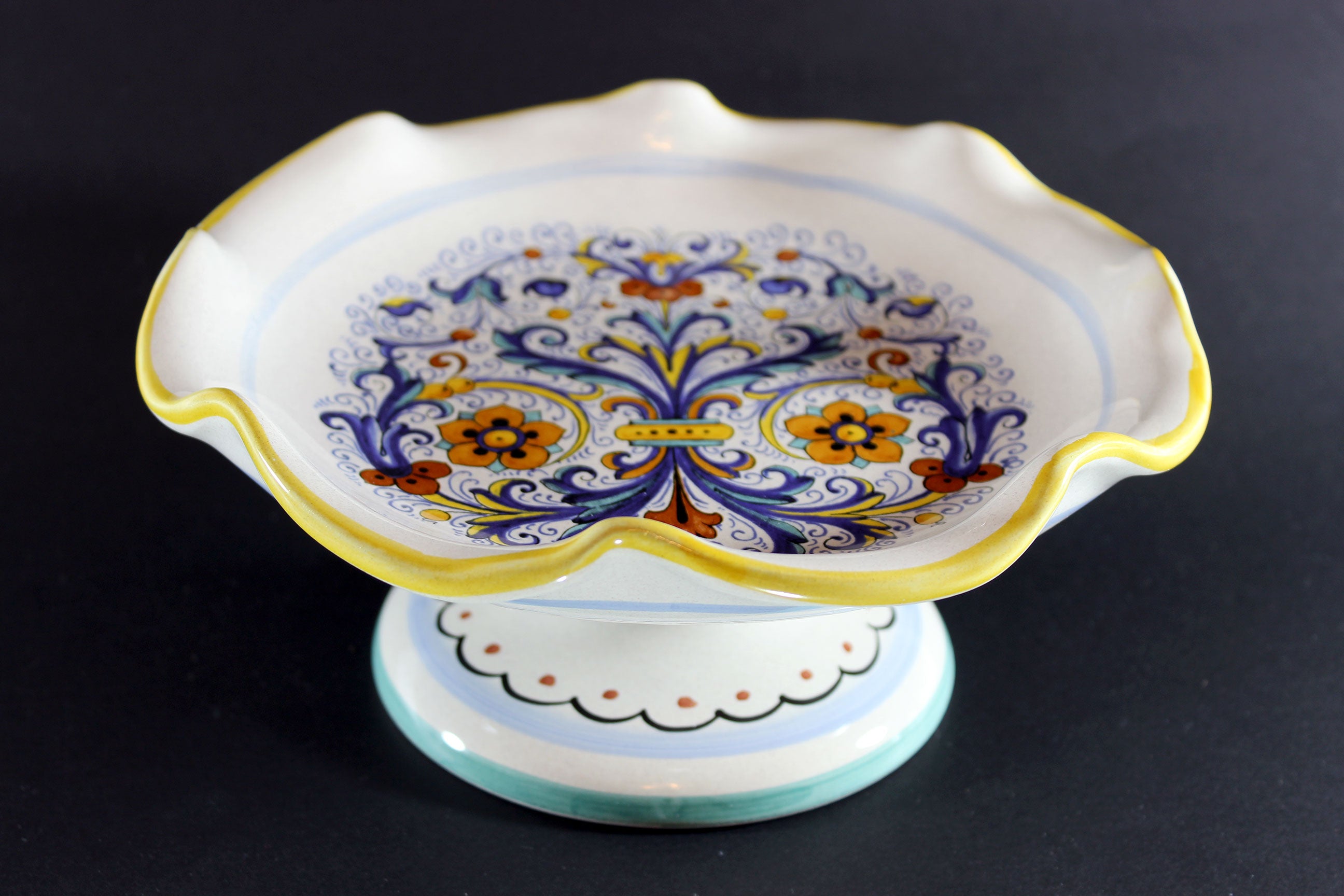 Deruta Pedestal or Cake Plate, Ricco