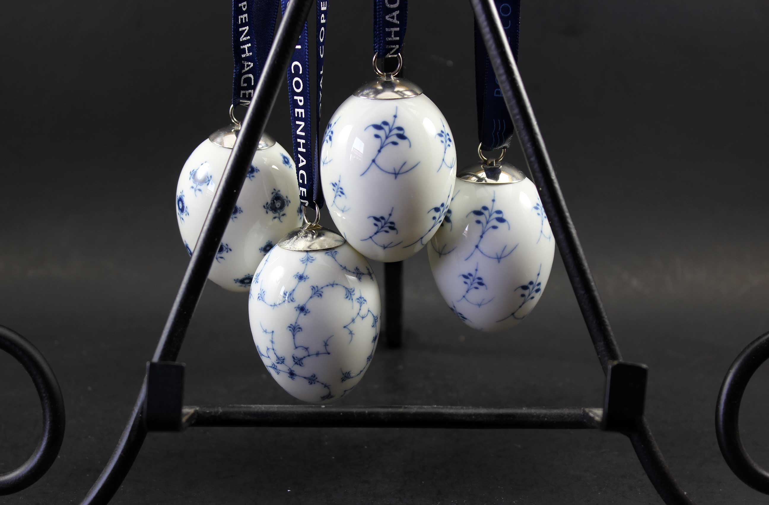 Royal Copenhagen, Blue Fluted Porcelain Easter Eggs (4)