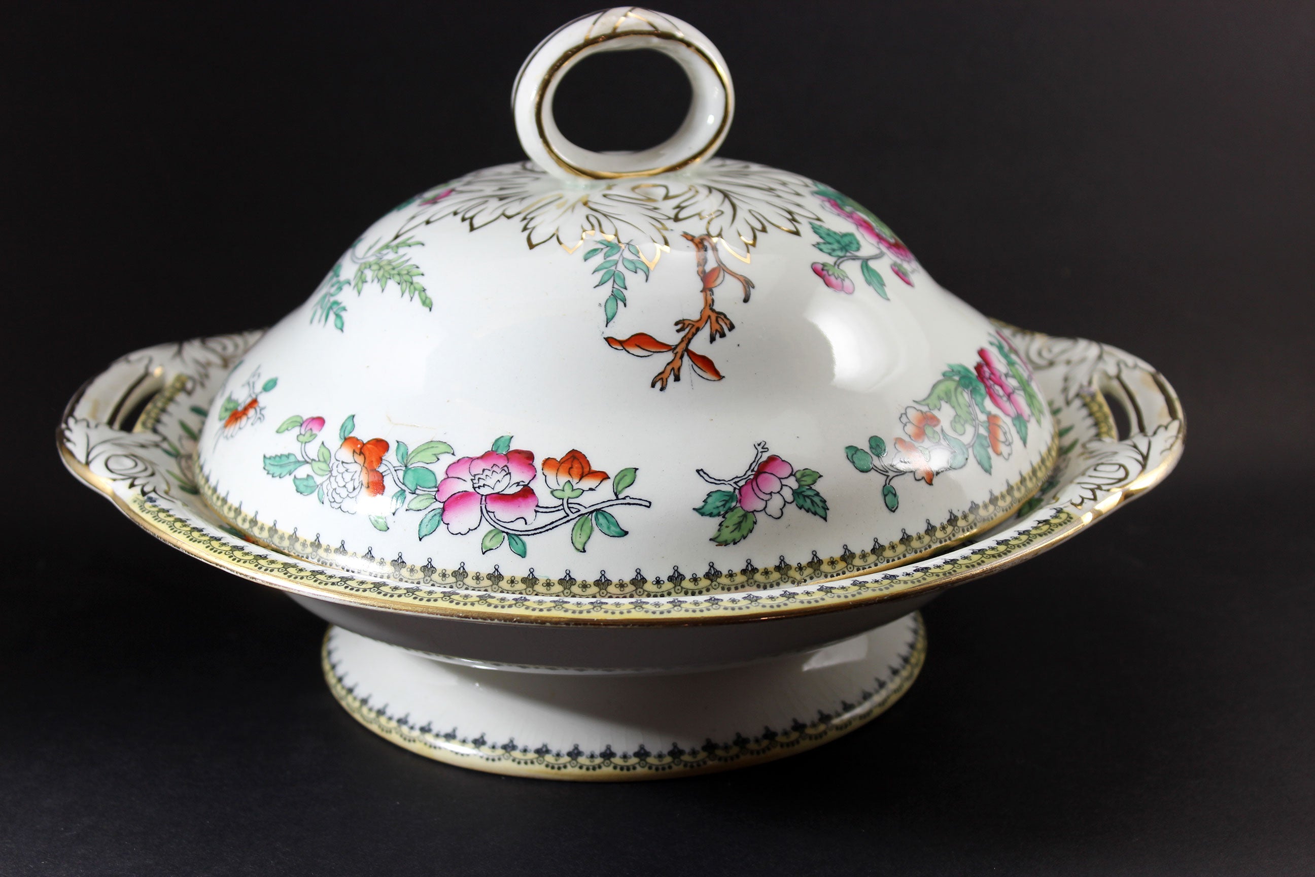 Antique Royal Doulton Indian Tree, Covered Serving Bowl