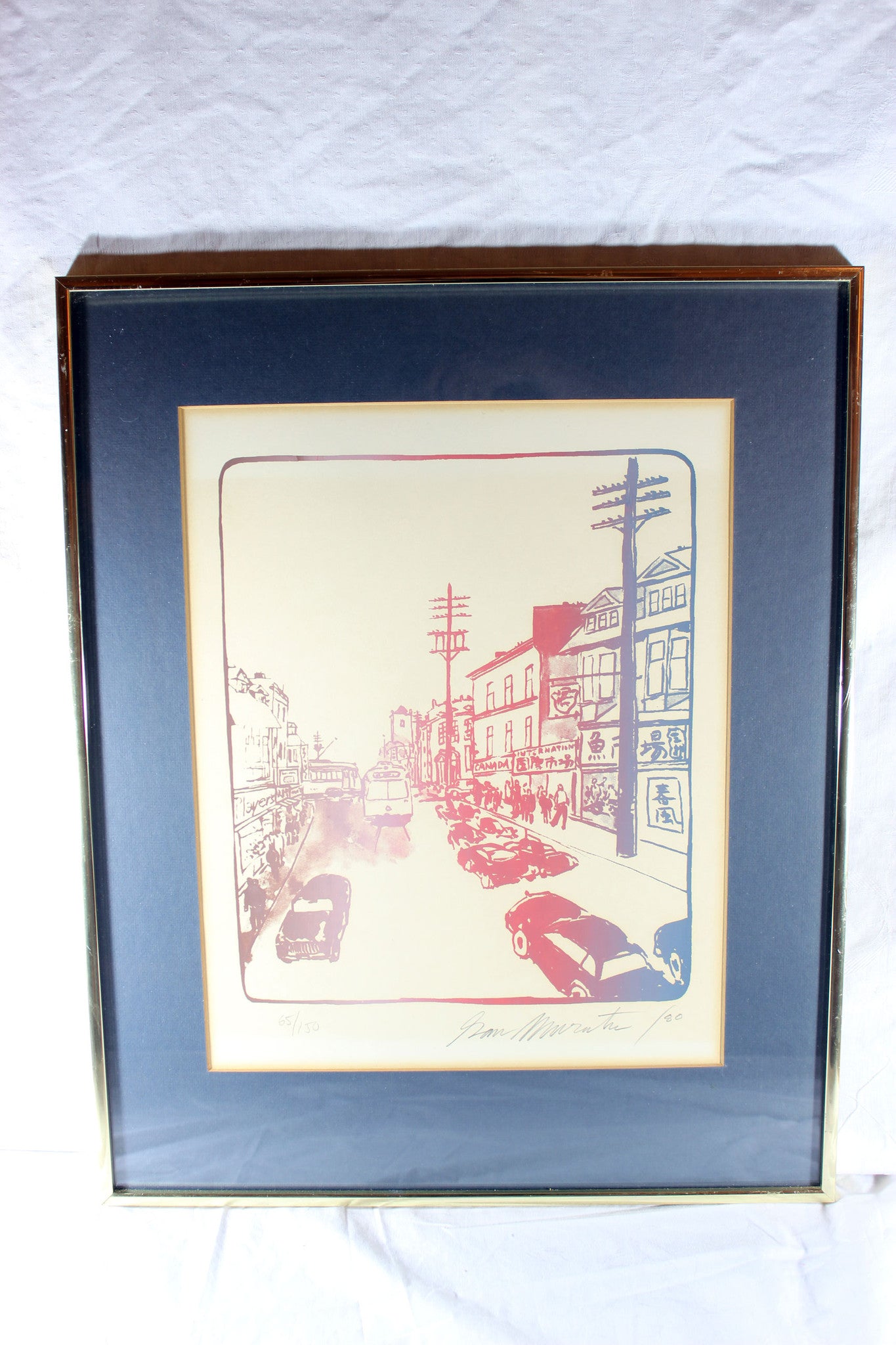 San Murata Signed Serigraph,Toronto Street Scene