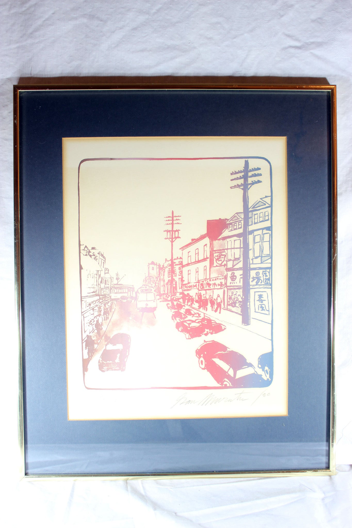 San Murata Signed Serigraph,Toronto Street Scene