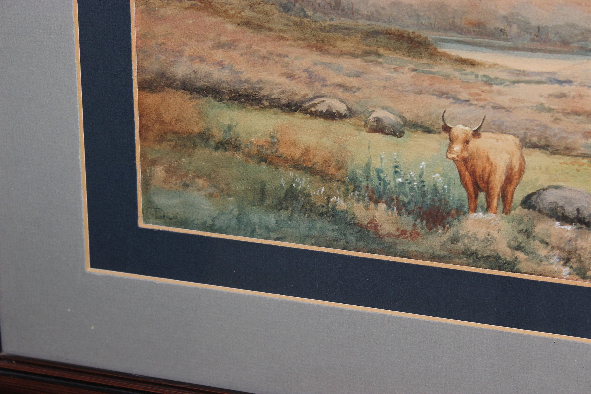 Original Watercolour - Scottish Highlands Landscape with Highland Cattle
