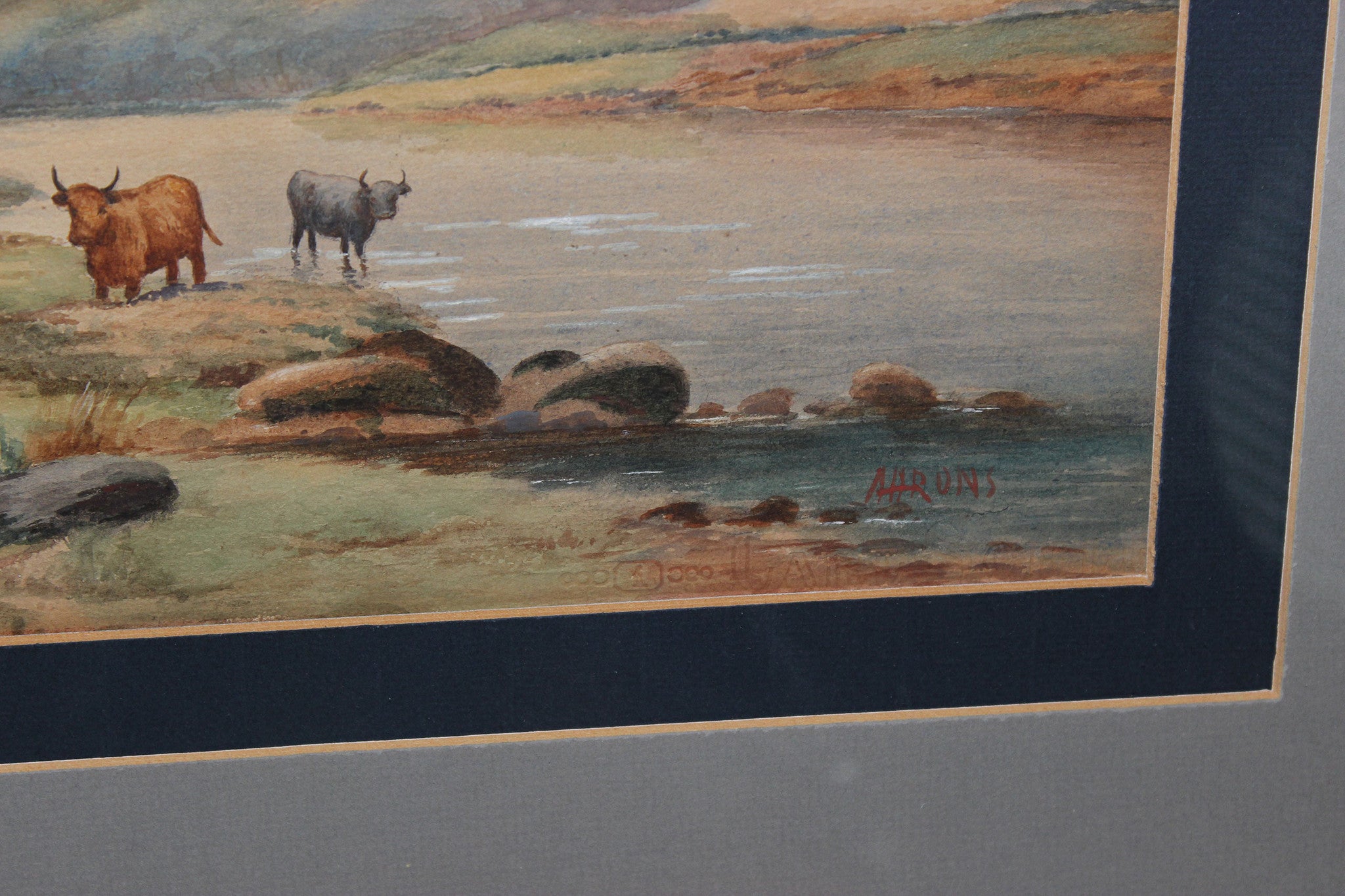 Original Watercolour - Scottish Highlands Landscape with Highland Cattle