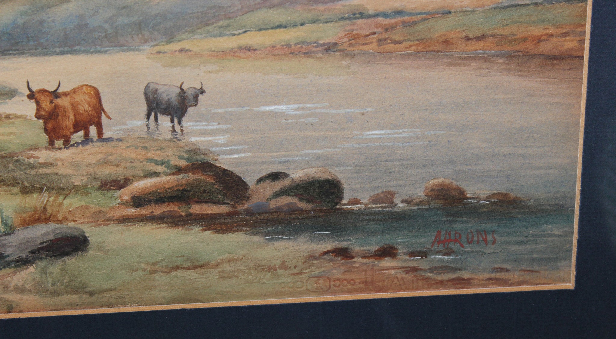 Original Watercolour - Scottish Highlands Landscape with Highland Cattle