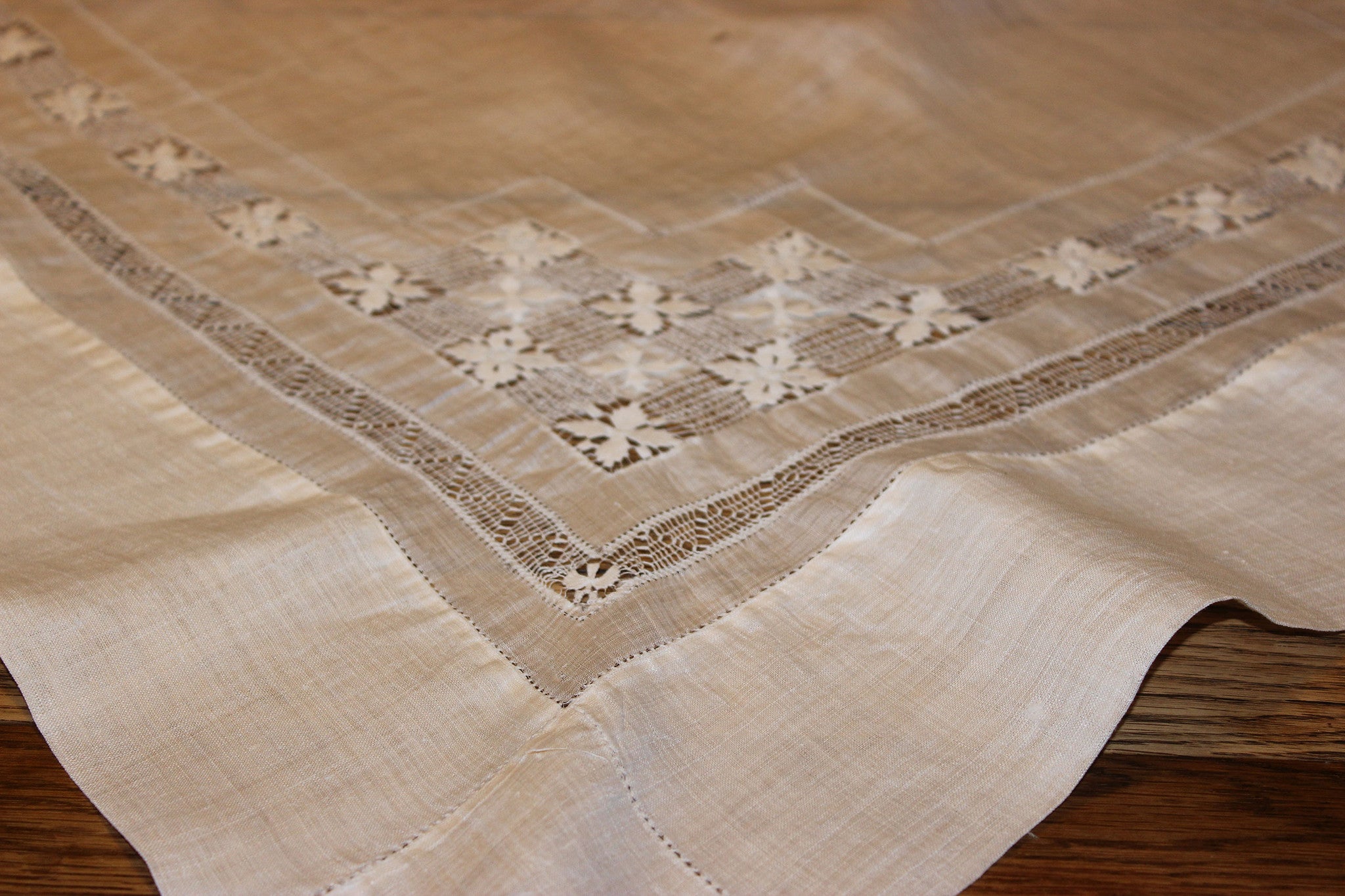 Organza Linen and Lace Table Topper