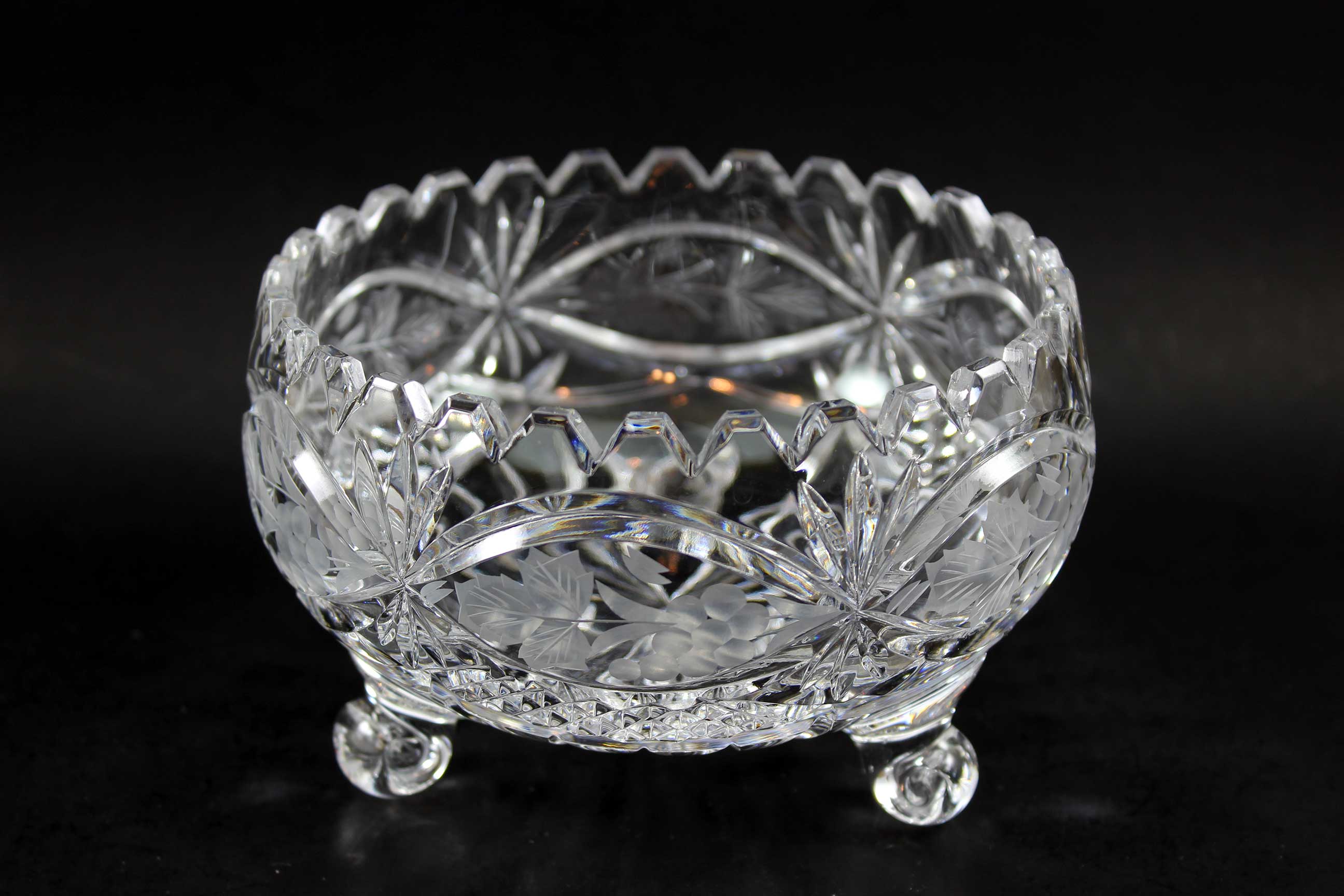 Small Tri-Footed Cut Crystal Bowl