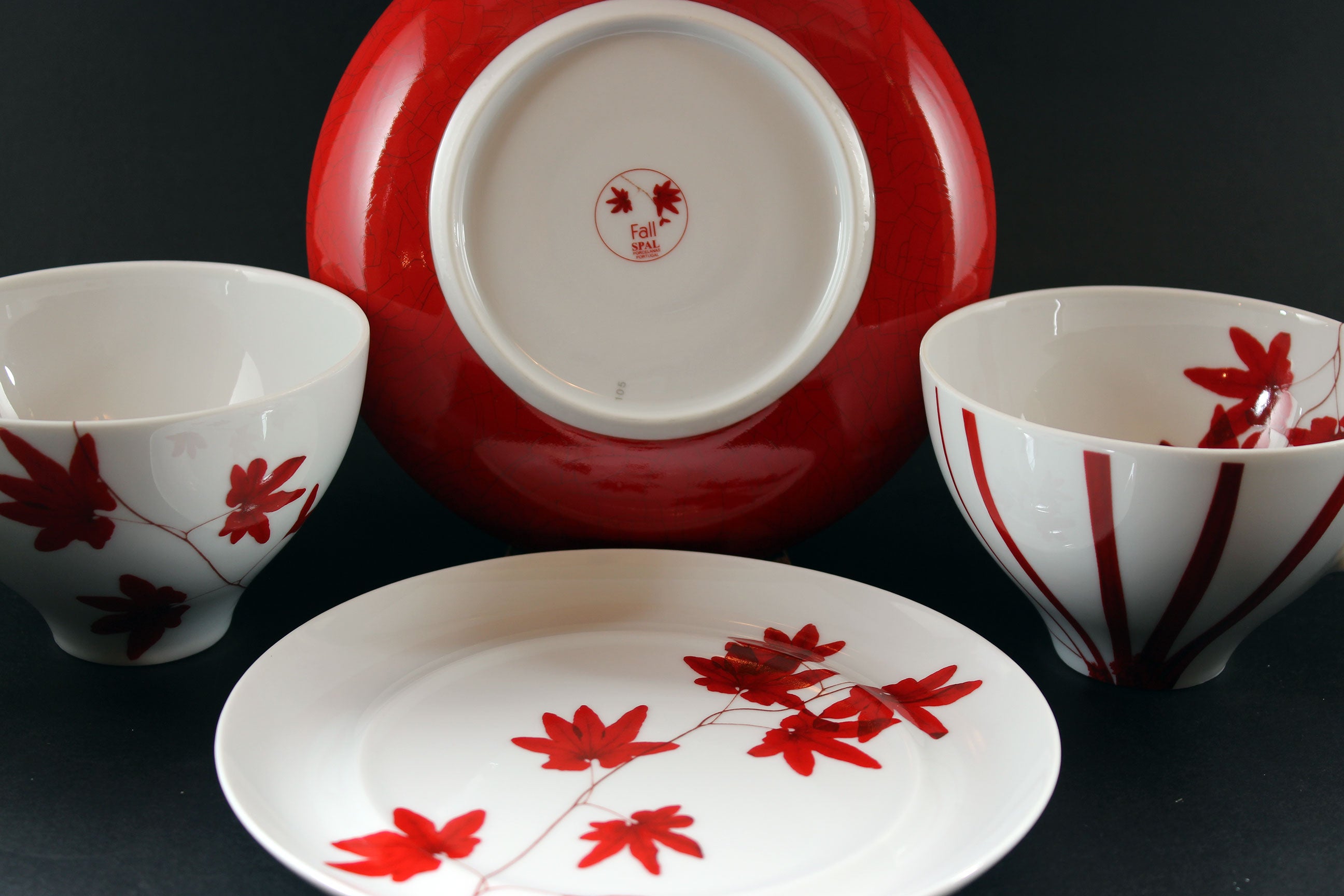 Spal Porcelain, Fall Pattern, Teacup Trio