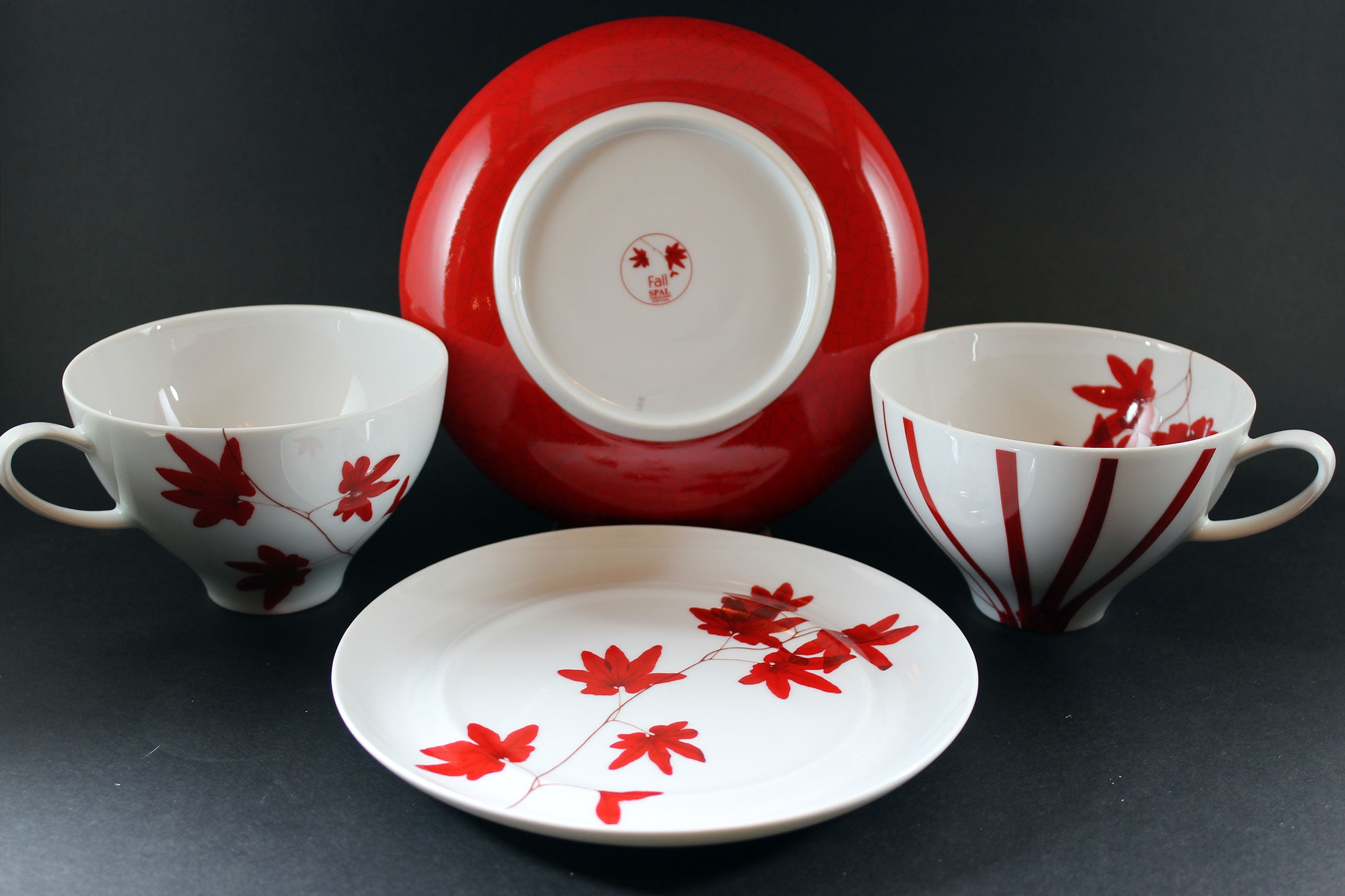 Spal Porcelain, Fall Pattern, Teacup Trio