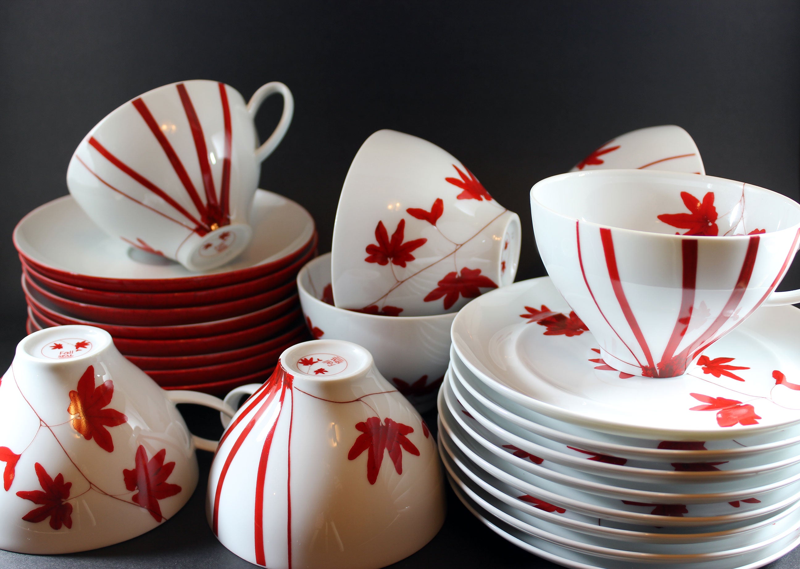 Spal Porcelain, Fall Pattern, Teacup Trio