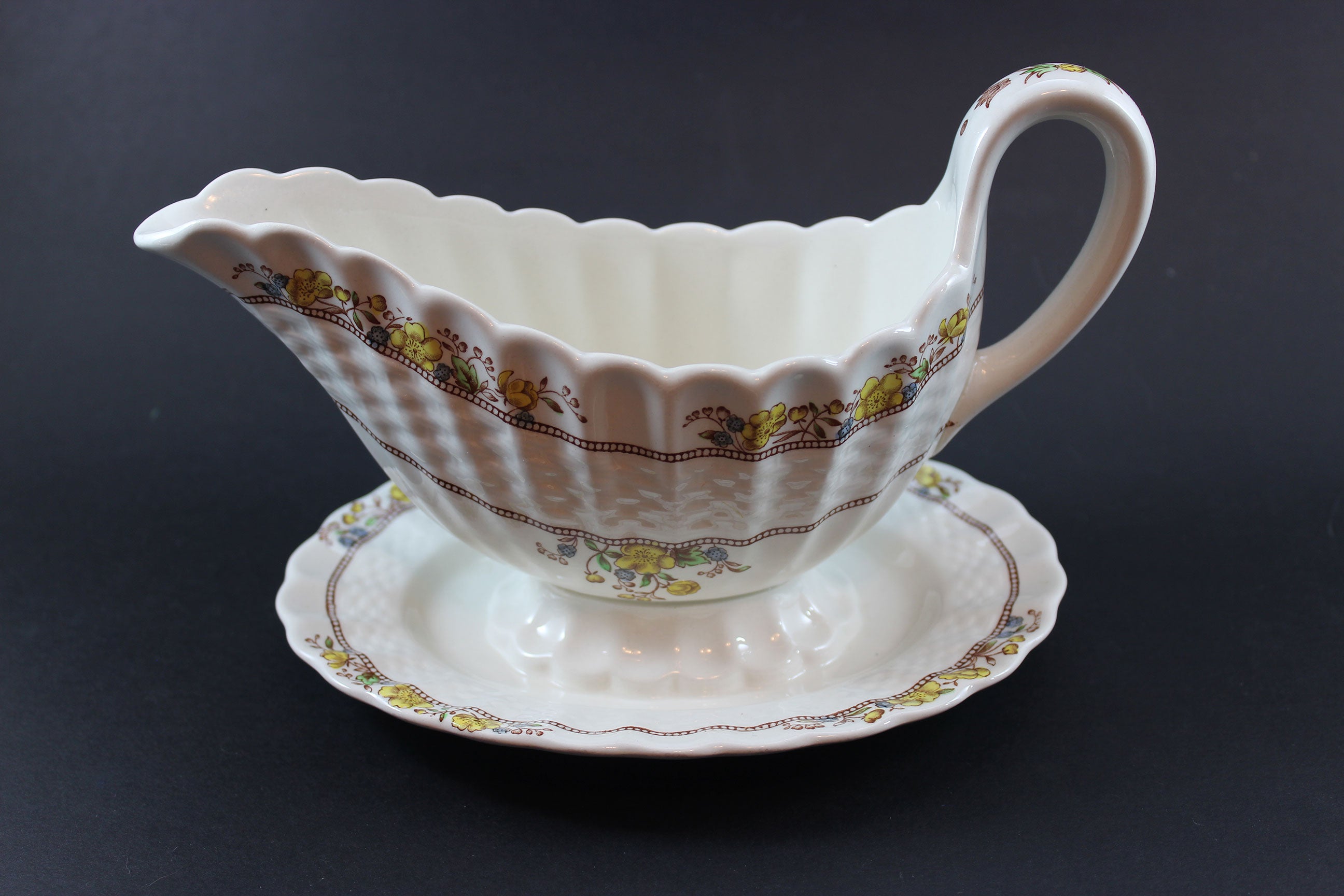 Copeland Spode, Buttercup Pattern, Gravy Boat and Underplate