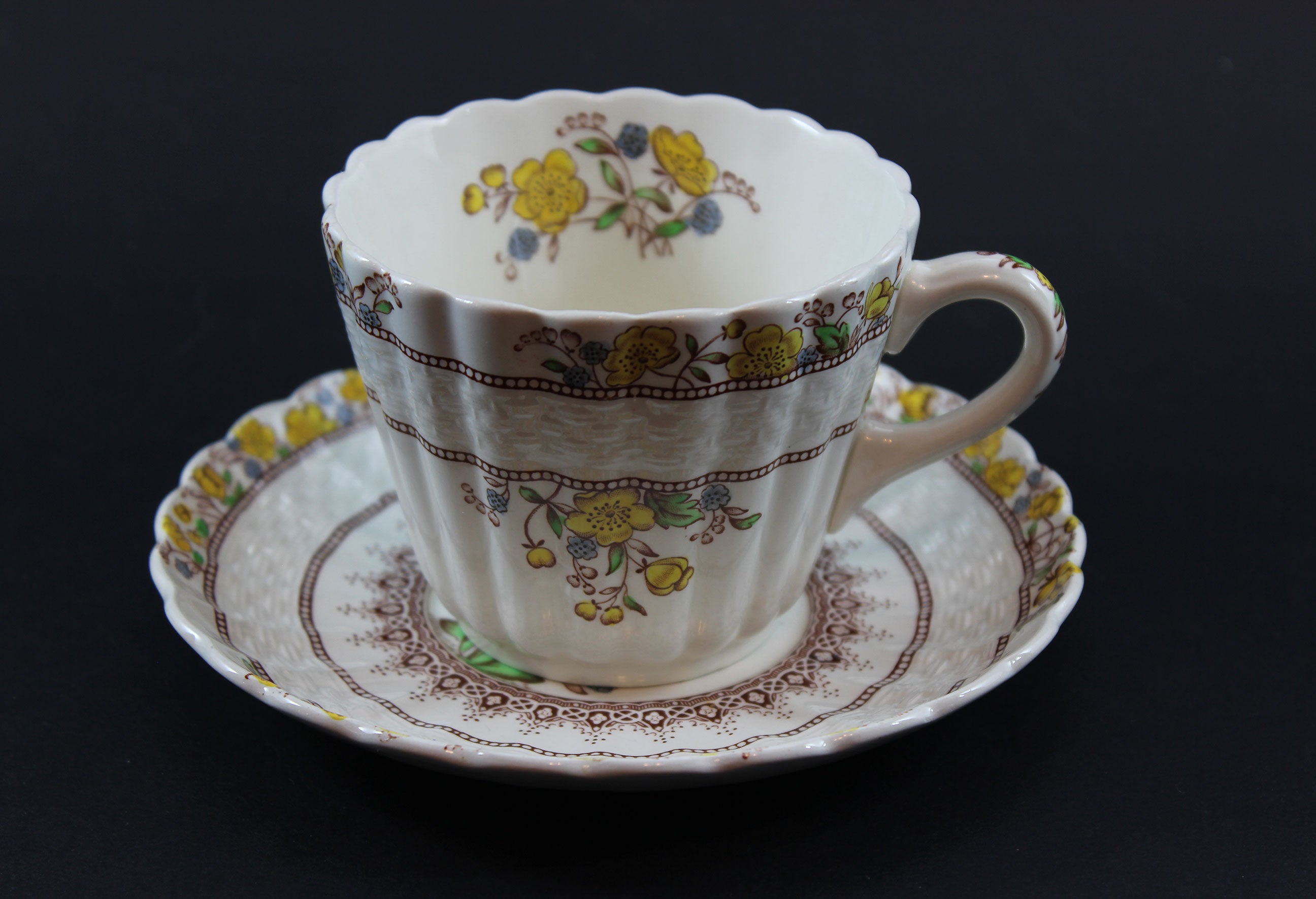Copeland Spode, Buttercup Pattern, Teacups and Saucers
