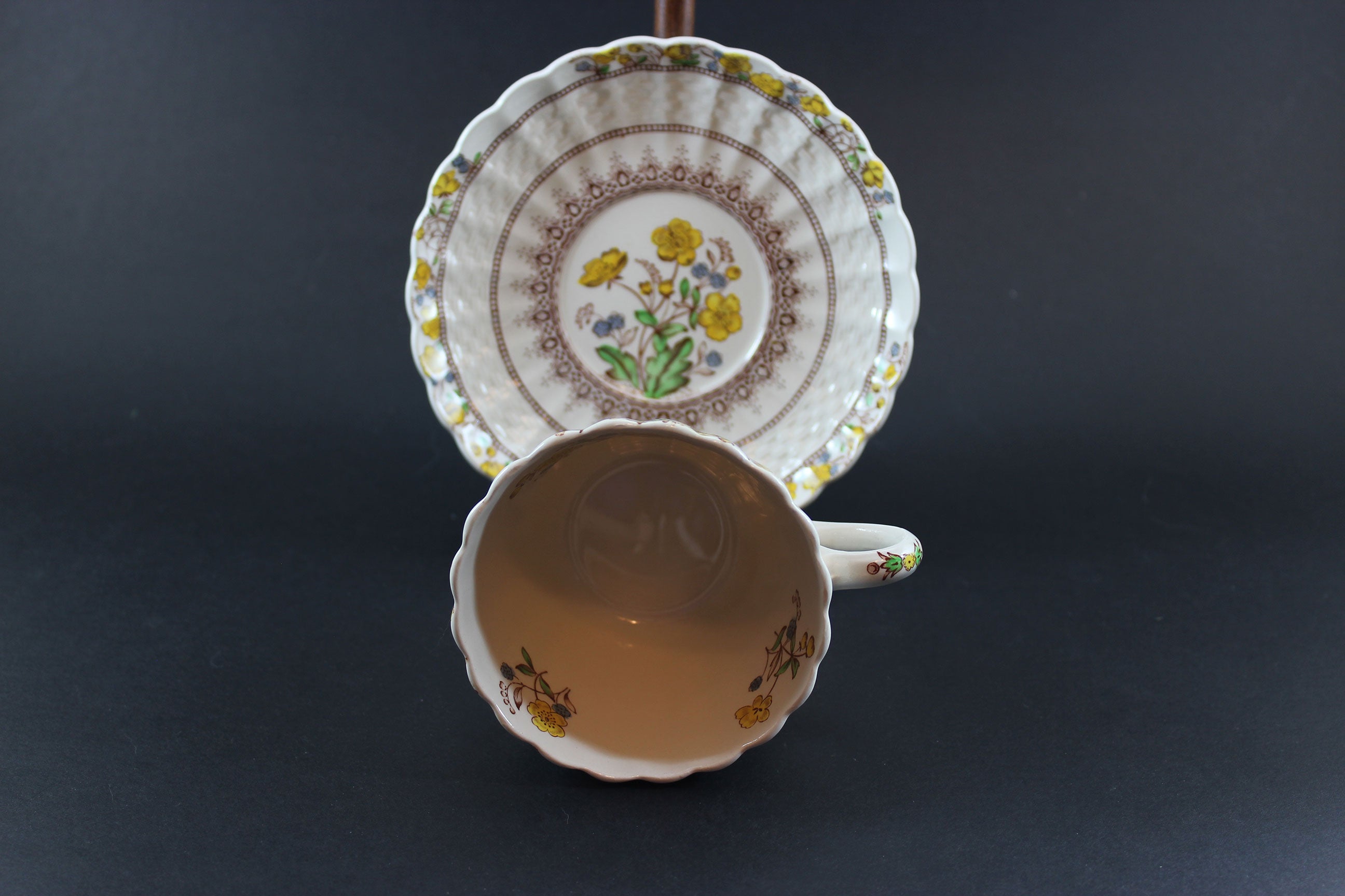 Copeland Spode, Buttercup Pattern, Teacups and Saucers
