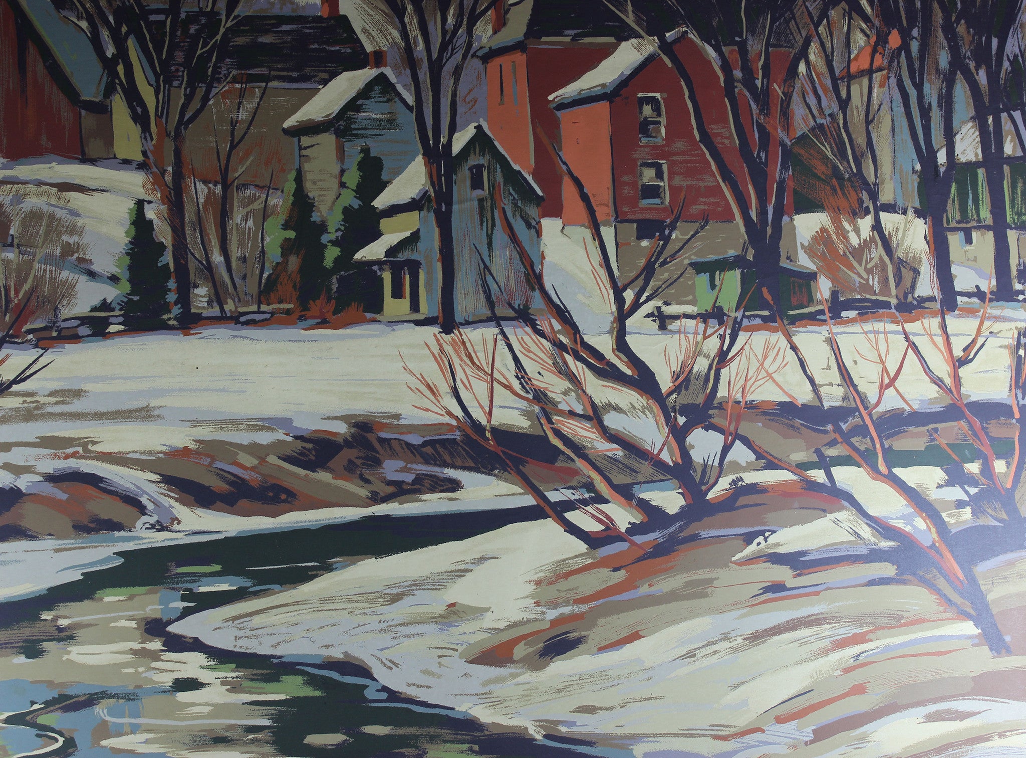 Tom Roberts, Village in Winter (Silkscreen)