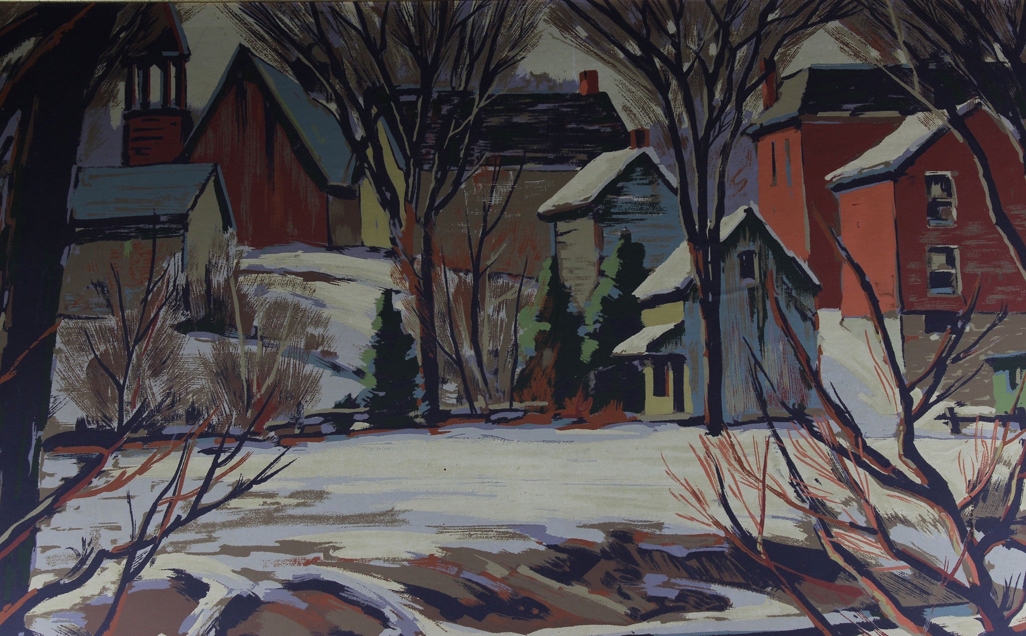Tom Roberts, Village in Winter (Silkscreen)