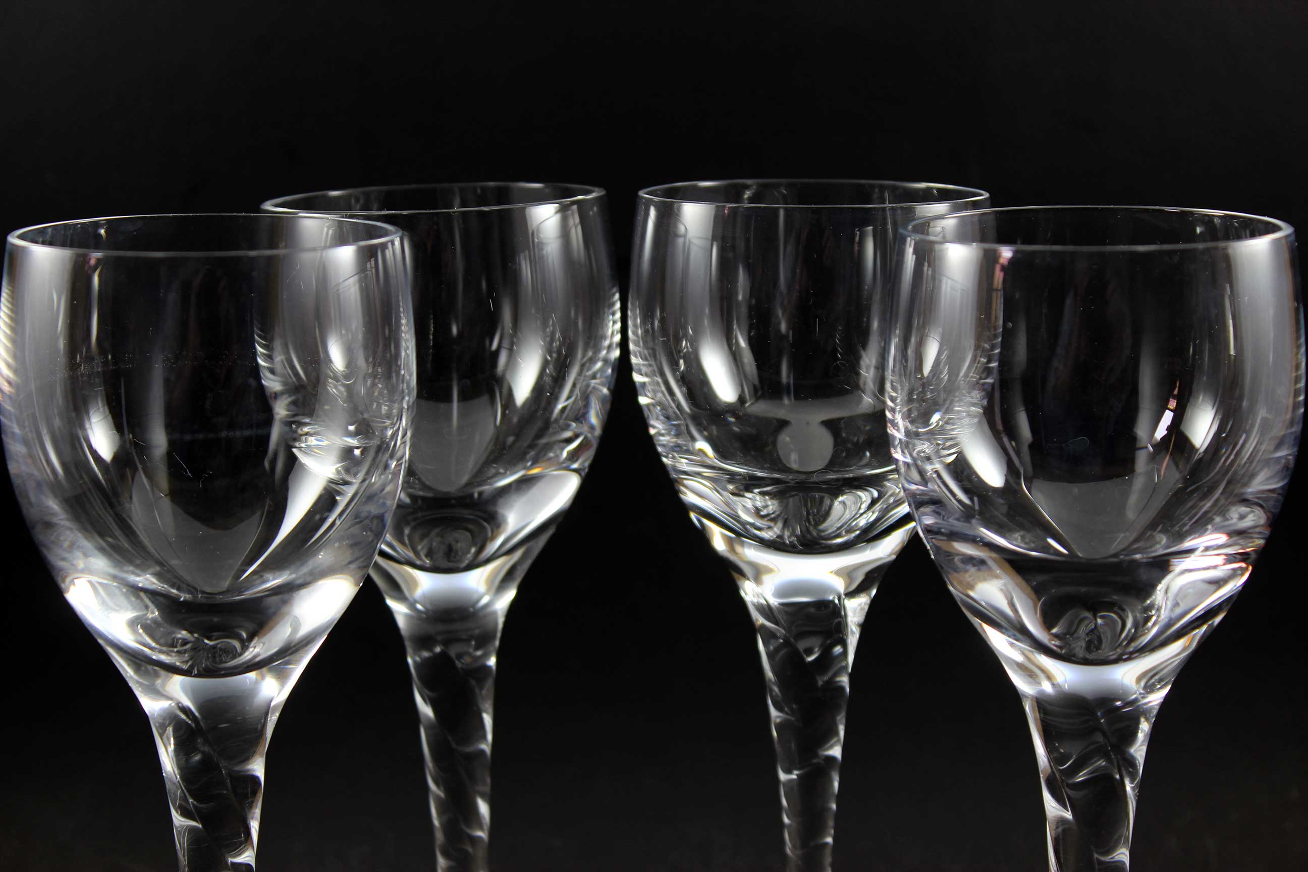 Orrefors Crystal Stemware, Ann Pattern, Twisted Stem, White