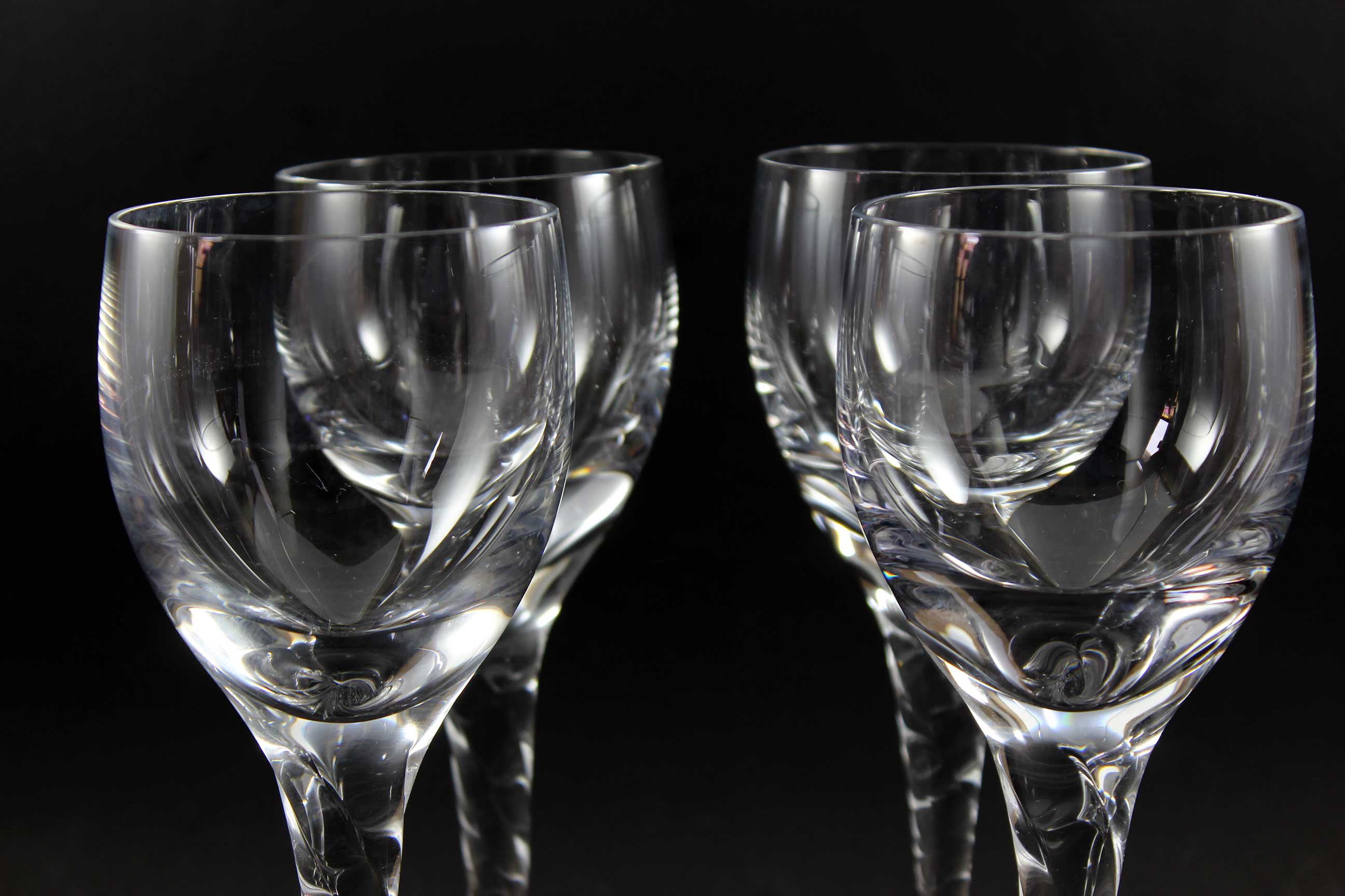 Orrefors Crystal Stemware, Ann Pattern, Twisted Stem, White