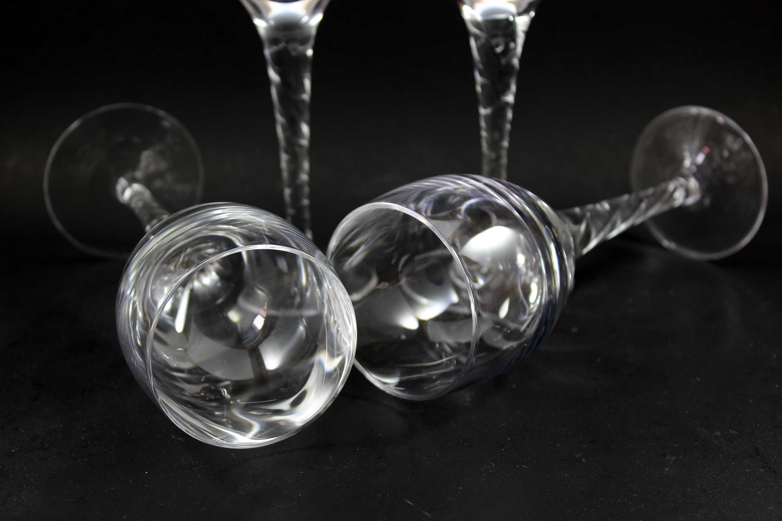 Orrefors Crystal Stemware, Ann Pattern, Twisted Stem, White