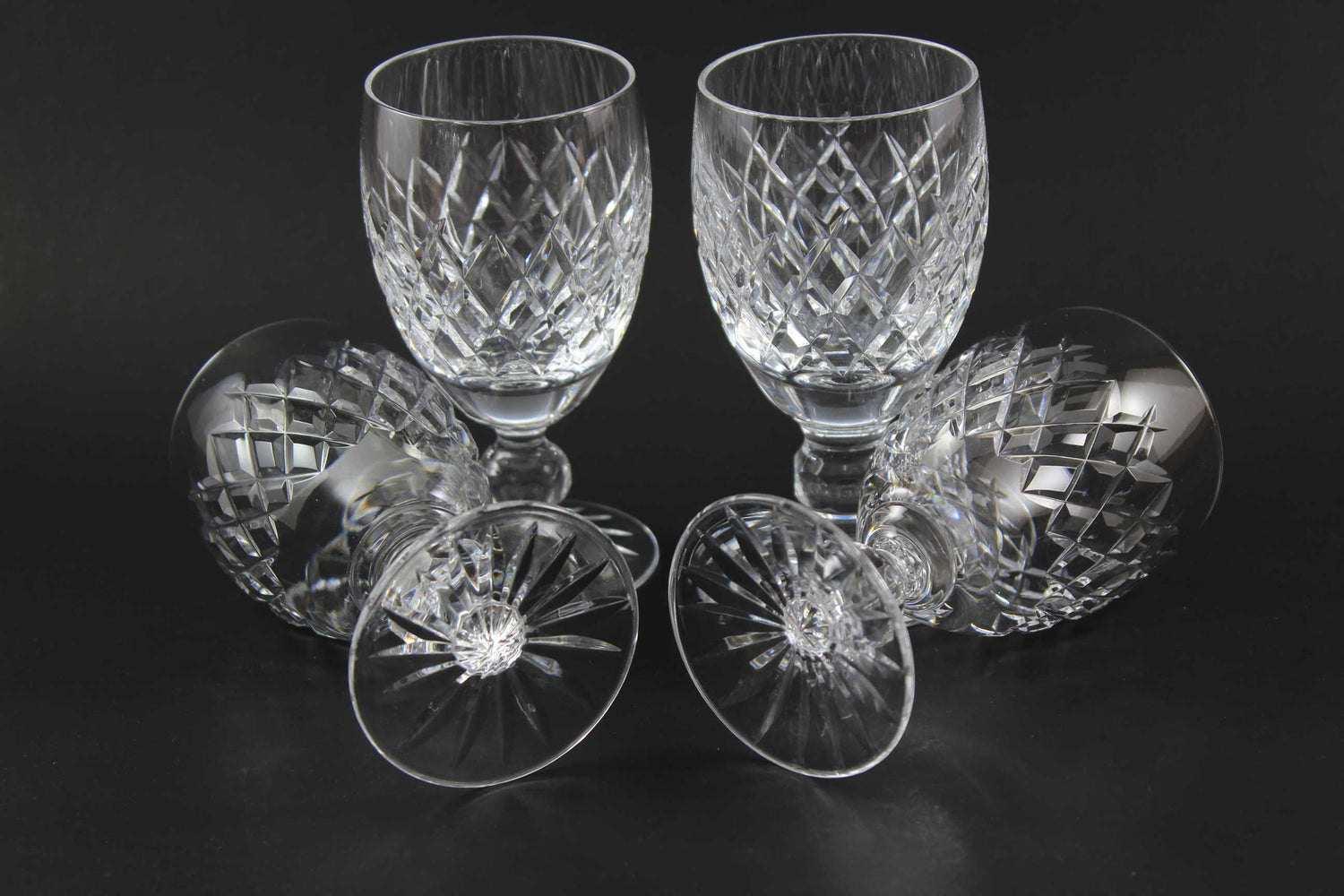 Waterford Crystal White Wine, Boyne Pattern (Cut Foot)