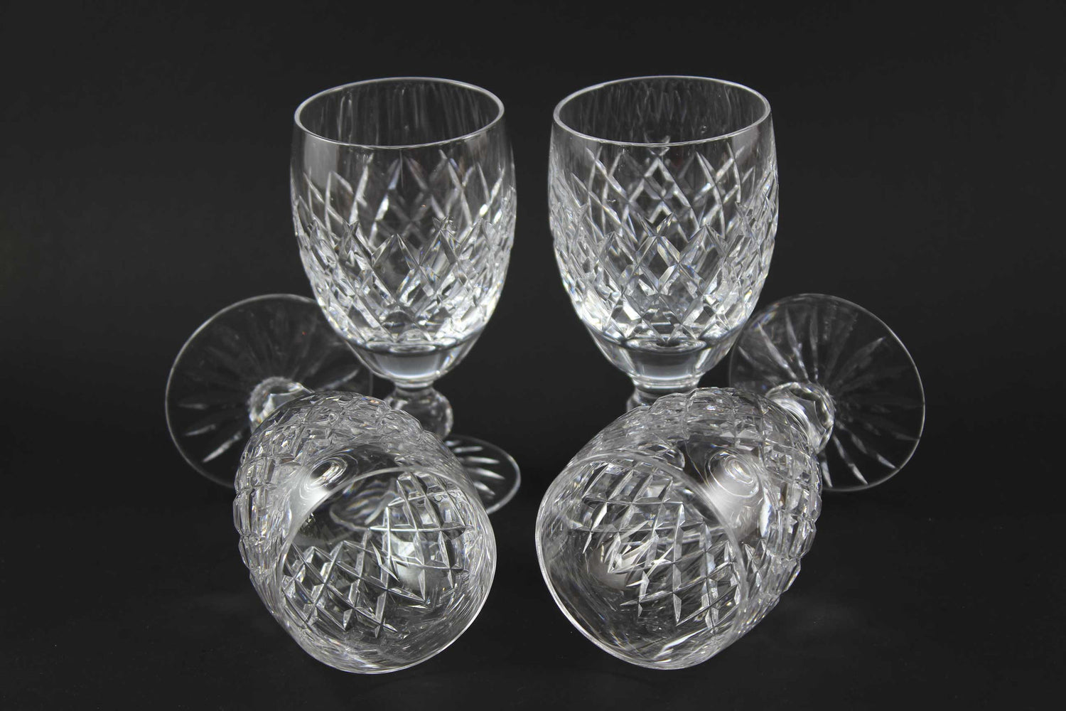 Waterford Crystal White Wine, Boyne Pattern (Cut Foot)