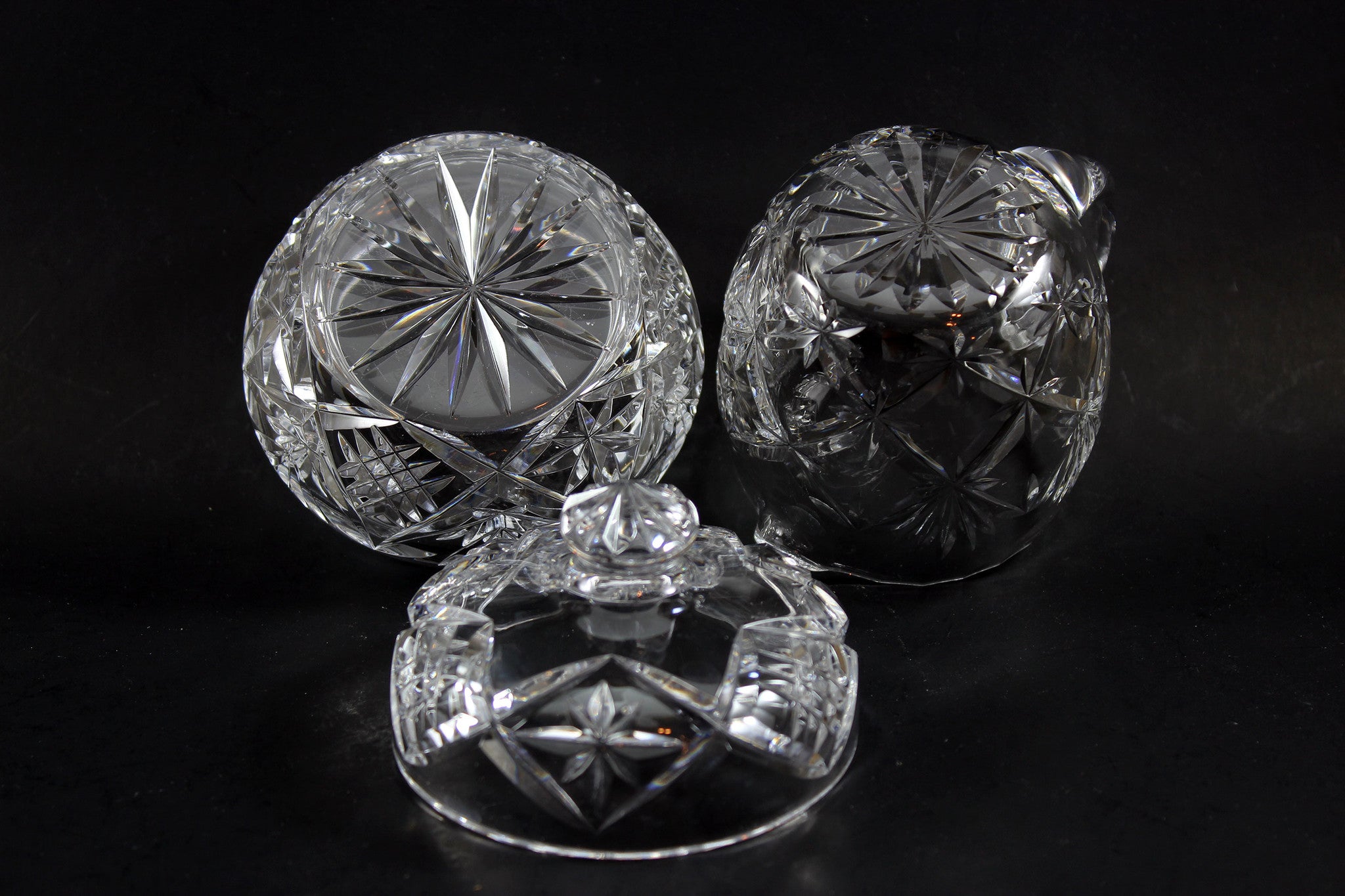 Webb Corbett Crystal, Cream Jug & Covered Sugar