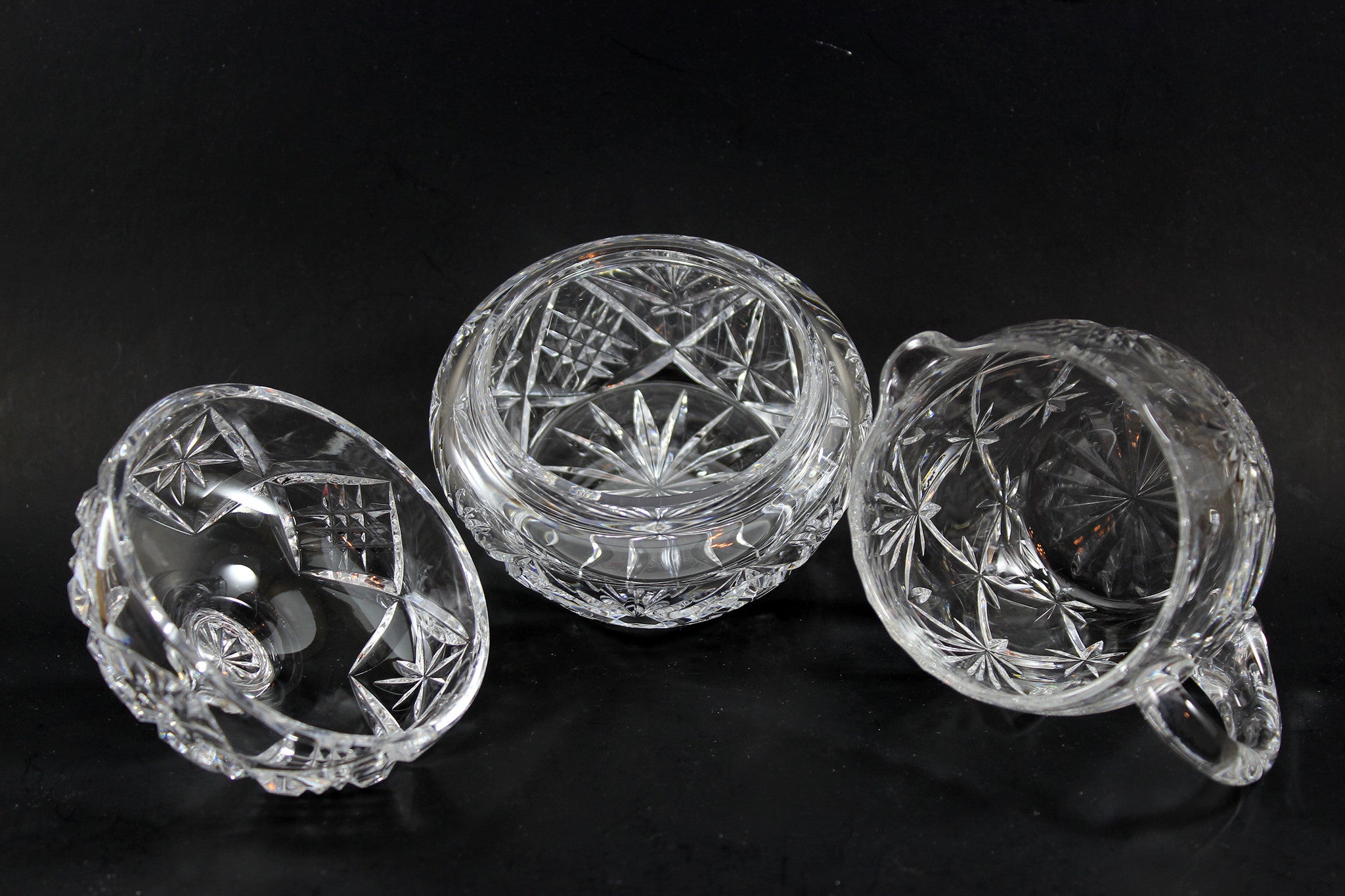 Webb Corbett Crystal, Cream Jug & Covered Sugar