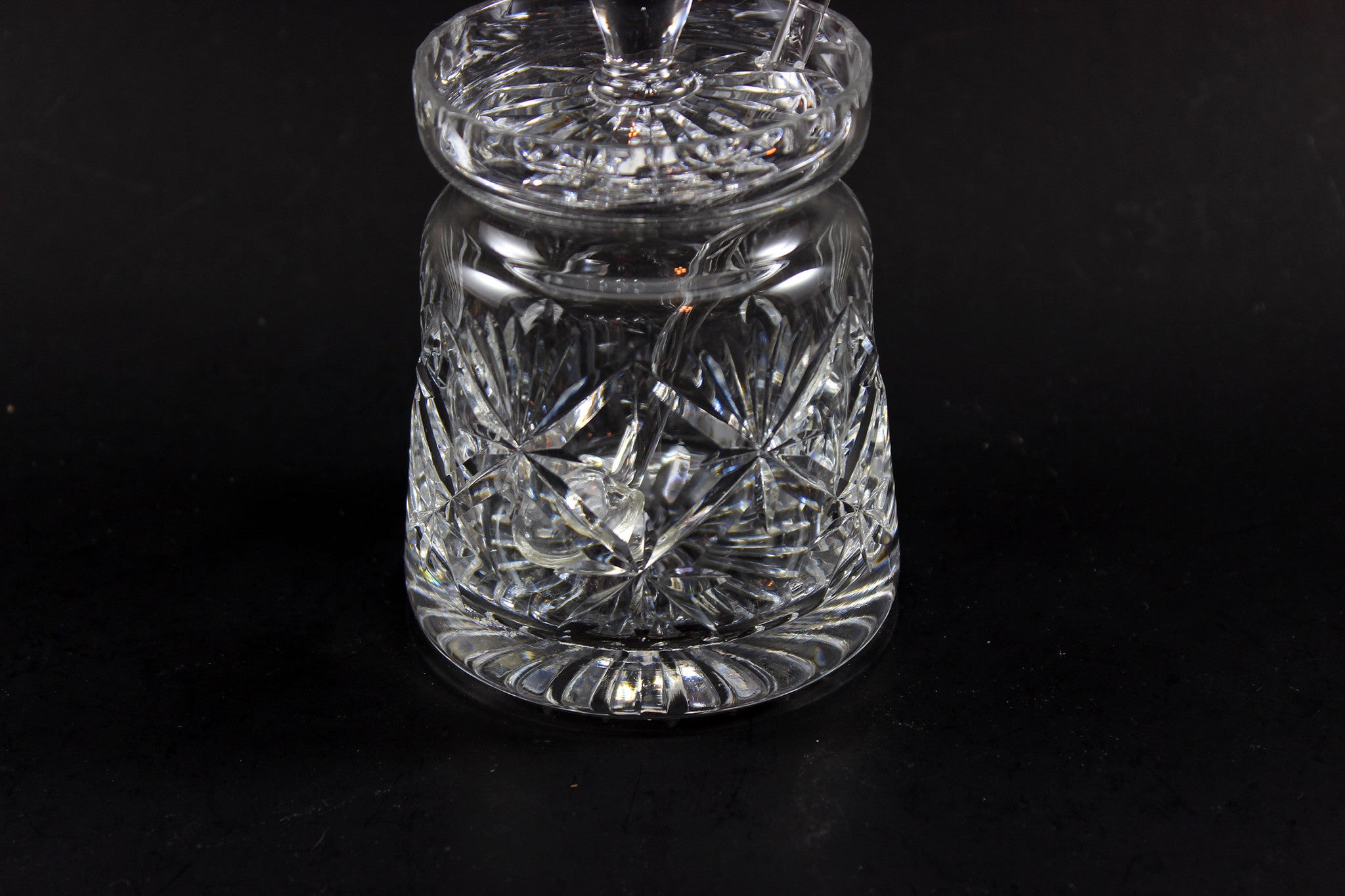 Webb Corbett Crystal, Chantilly Jam Jar with Spoon 2