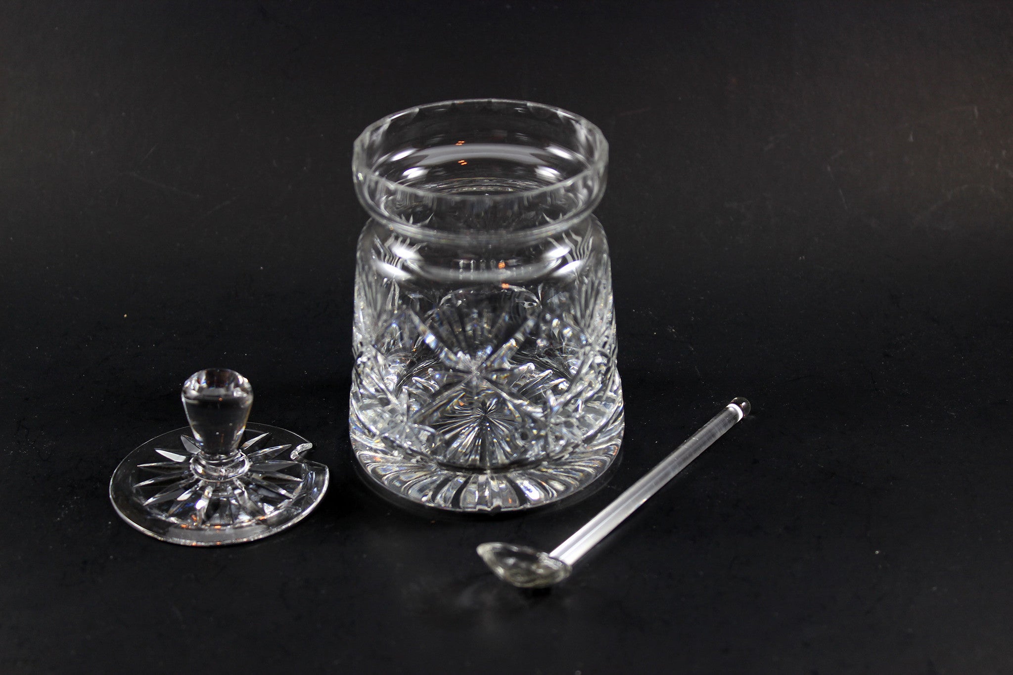 Webb Corbett Crystal, Chantilly Jam Jar with Spoon 13