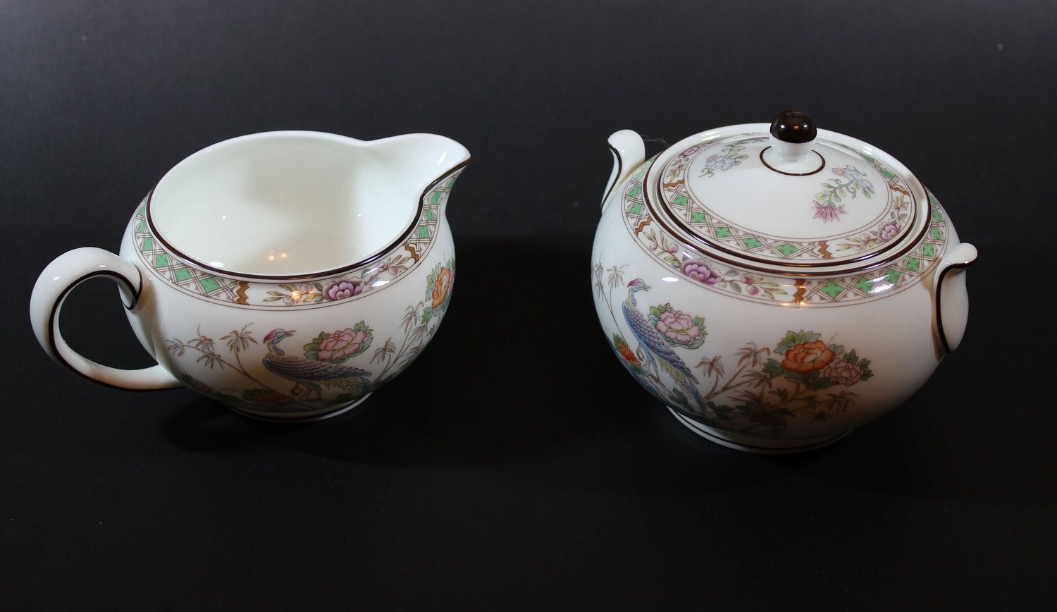 Wedgwood Kutani Crane Cream and Sugar