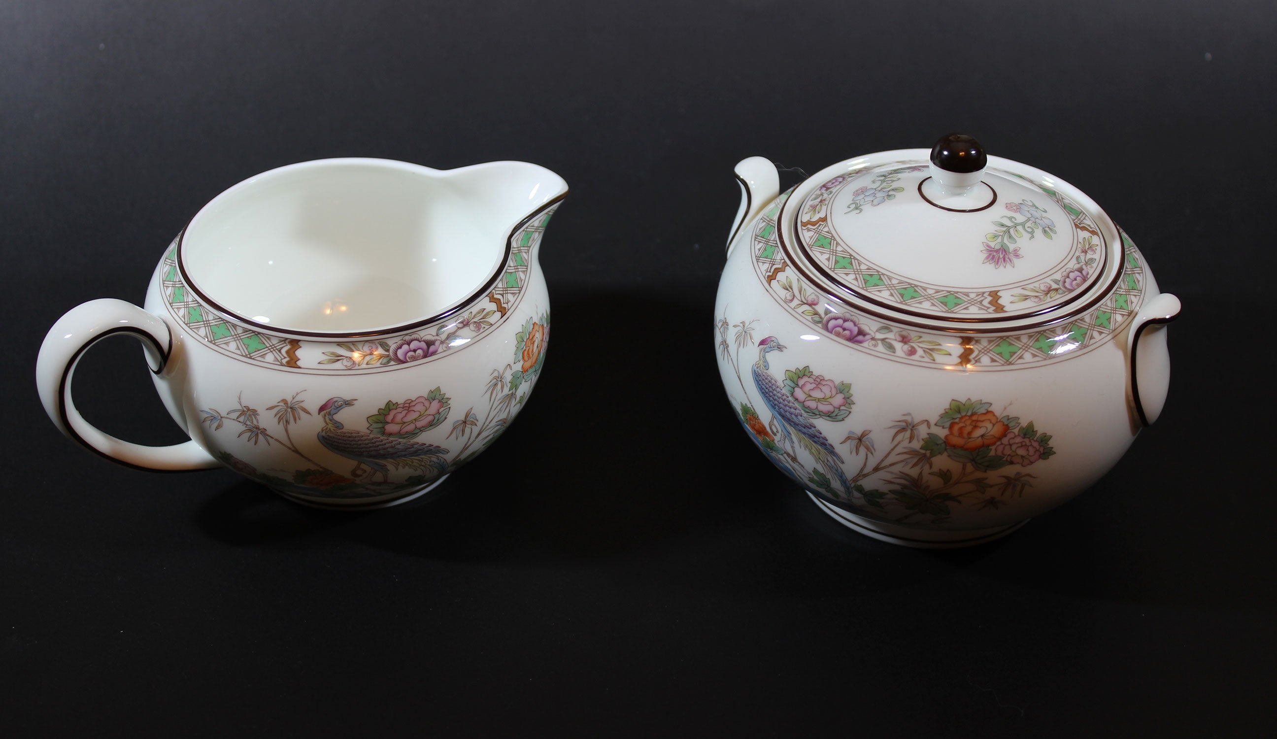 Wedgwood Kutani Crane Cream and Sugar