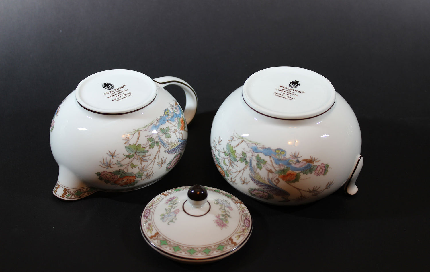 Wedgwood Kutani Crane Cream and Sugar