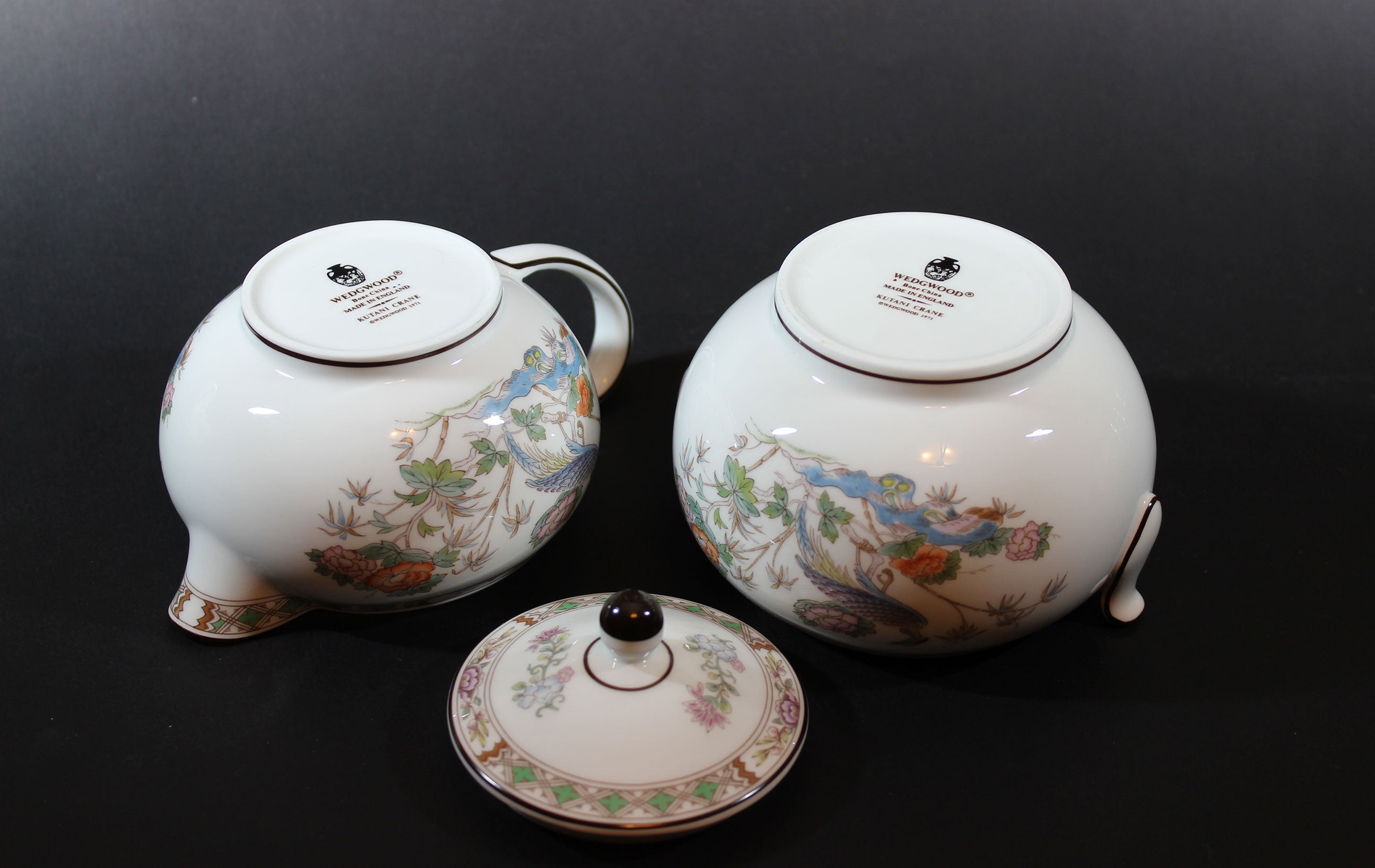 Wedgwood Kutani Crane Cream and Sugar
