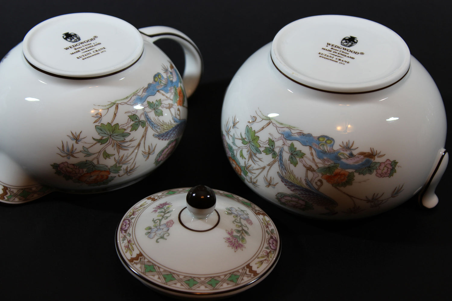 Wedgwood Kutani Crane Cream and Sugar