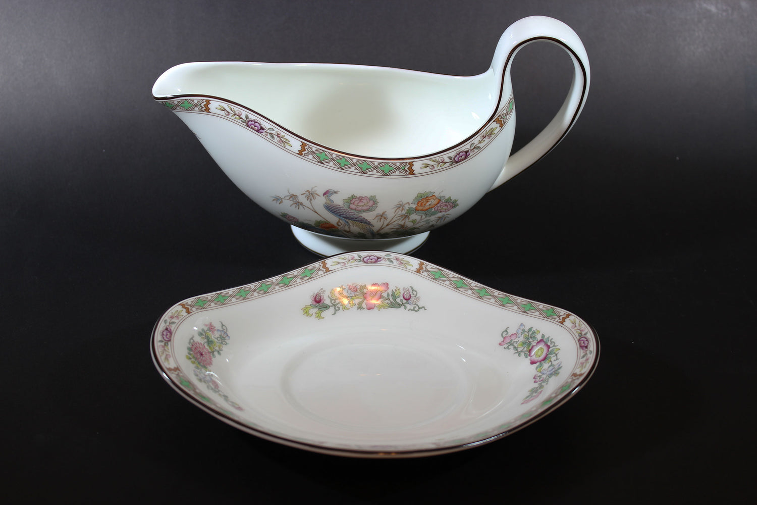Wedgwood Kutani Crane Gravy Boat