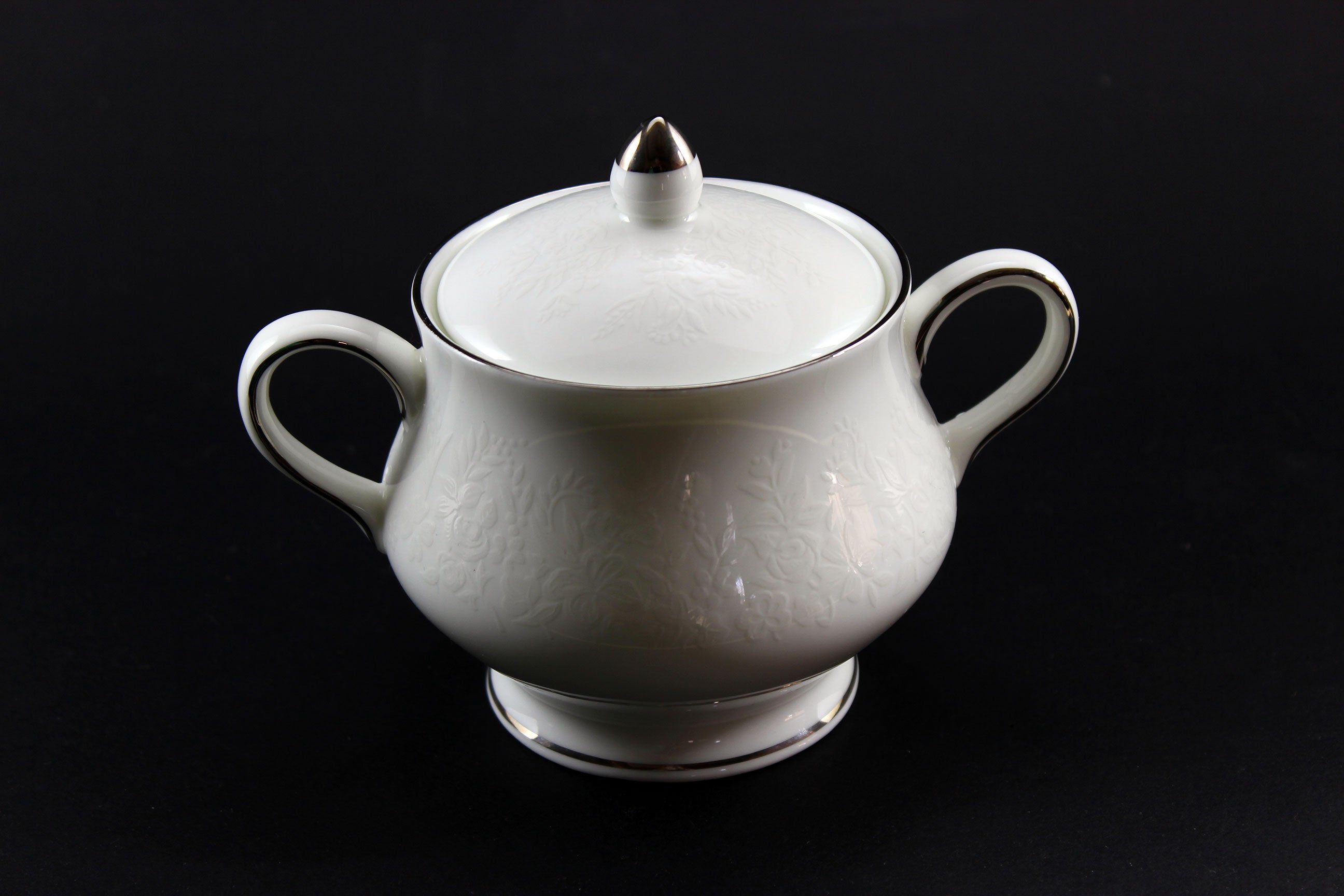 Wedgwood Silver Ermine Bone China, Teapot, Cream and Sugar