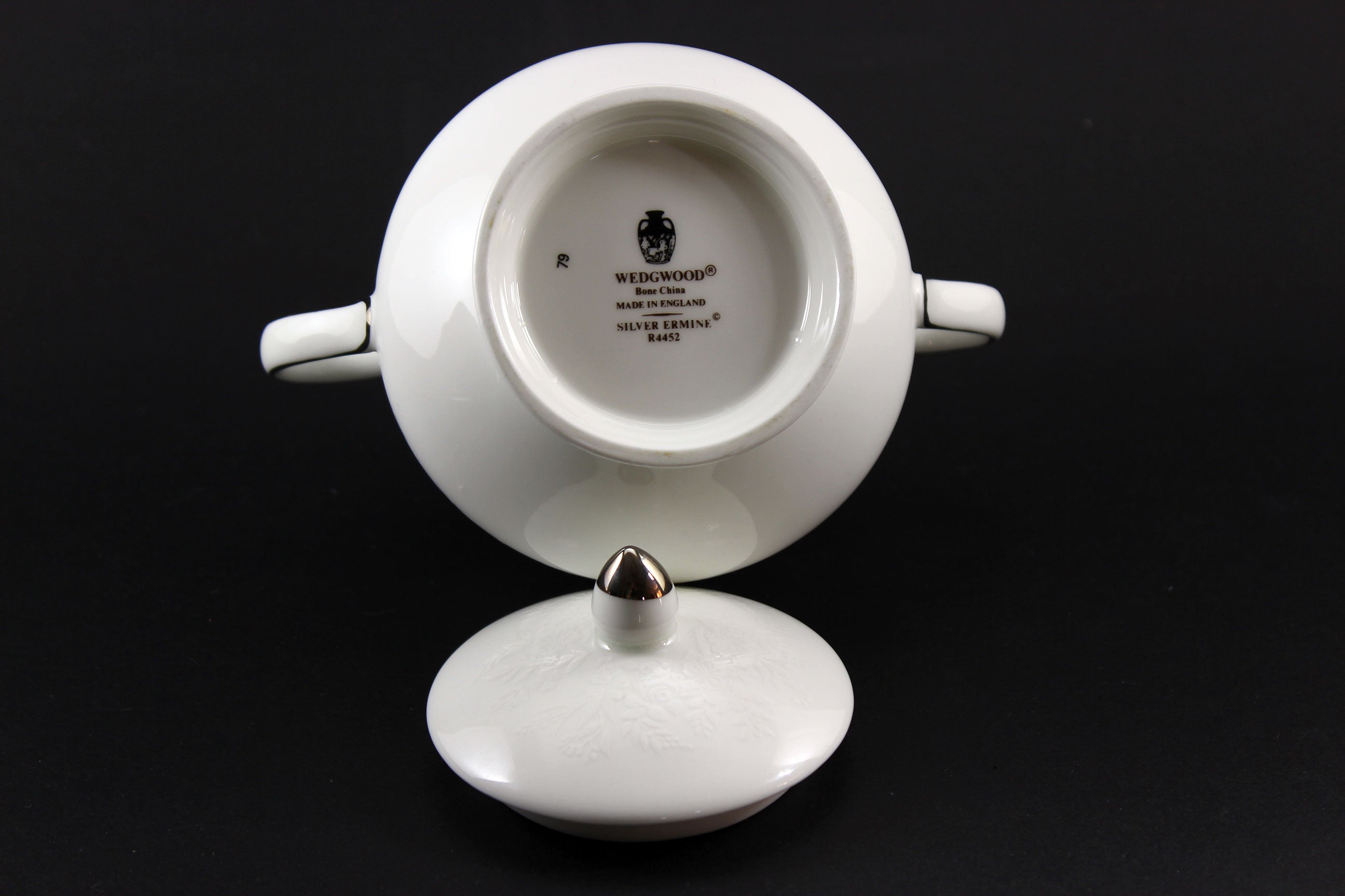 Wedgwood Silver Ermine Bone China, Teapot, Cream and Sugar
