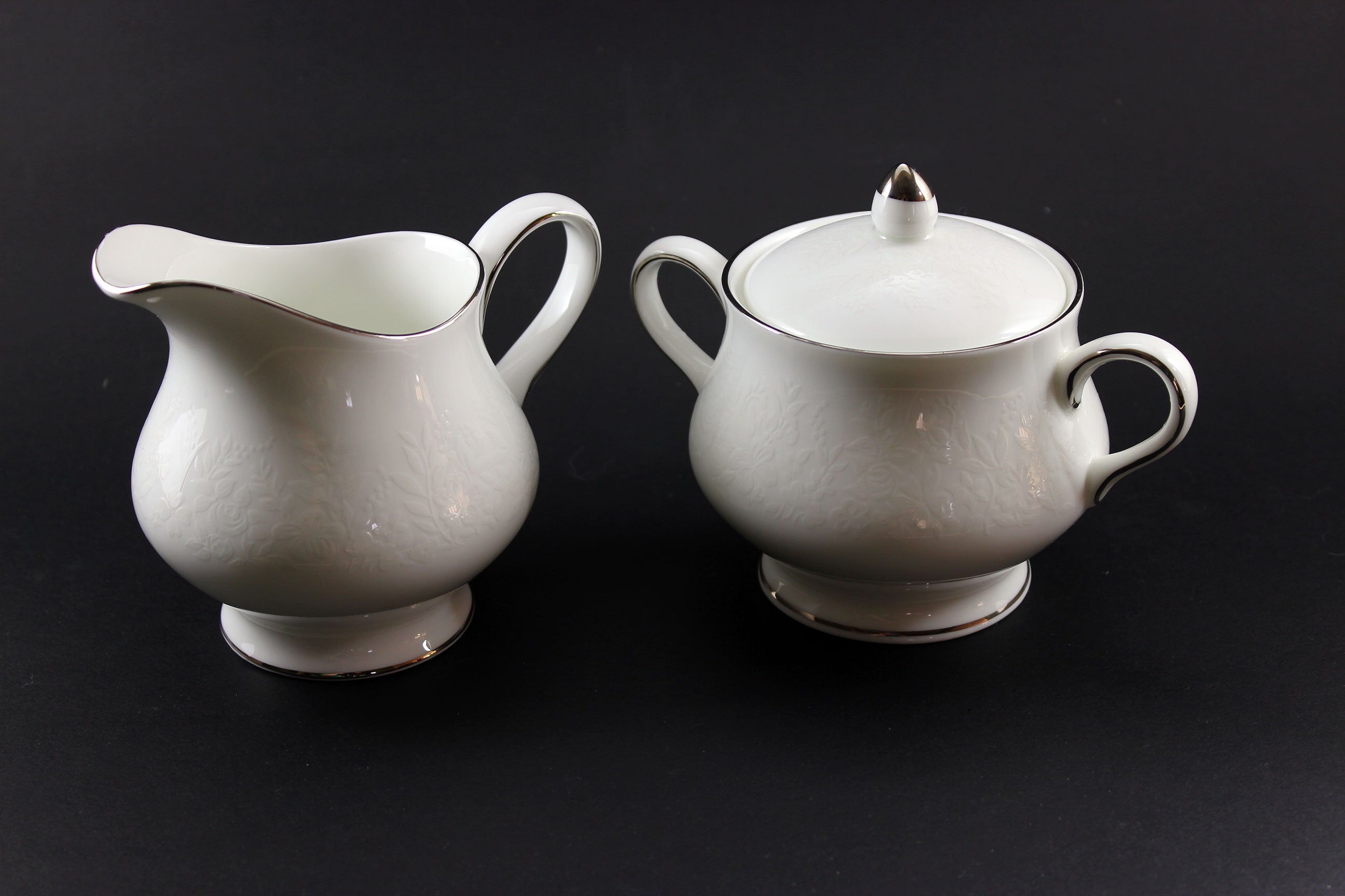 Wedgwood Silver Ermine Bone China, Teapot, Cream and Sugar