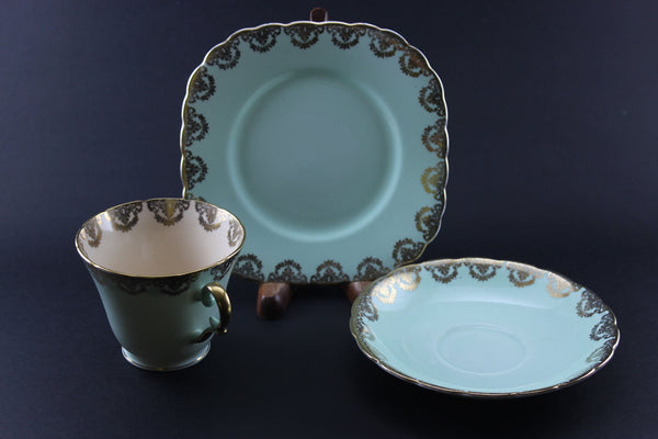 Wellington Bone China Trio, Mint Green and Pink – With A Past