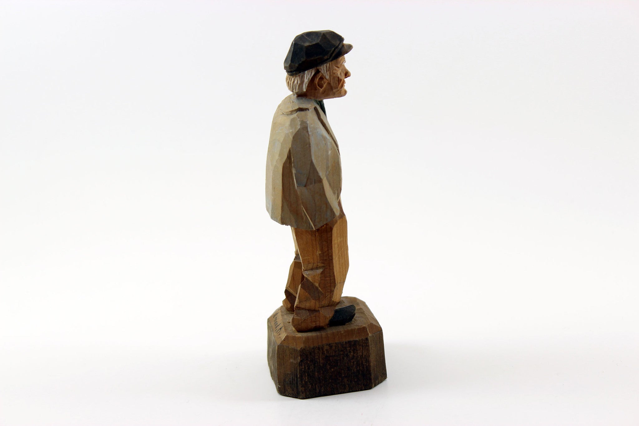 Folk Art Hand-carved, Painted Wood Figurine Older Gentleman